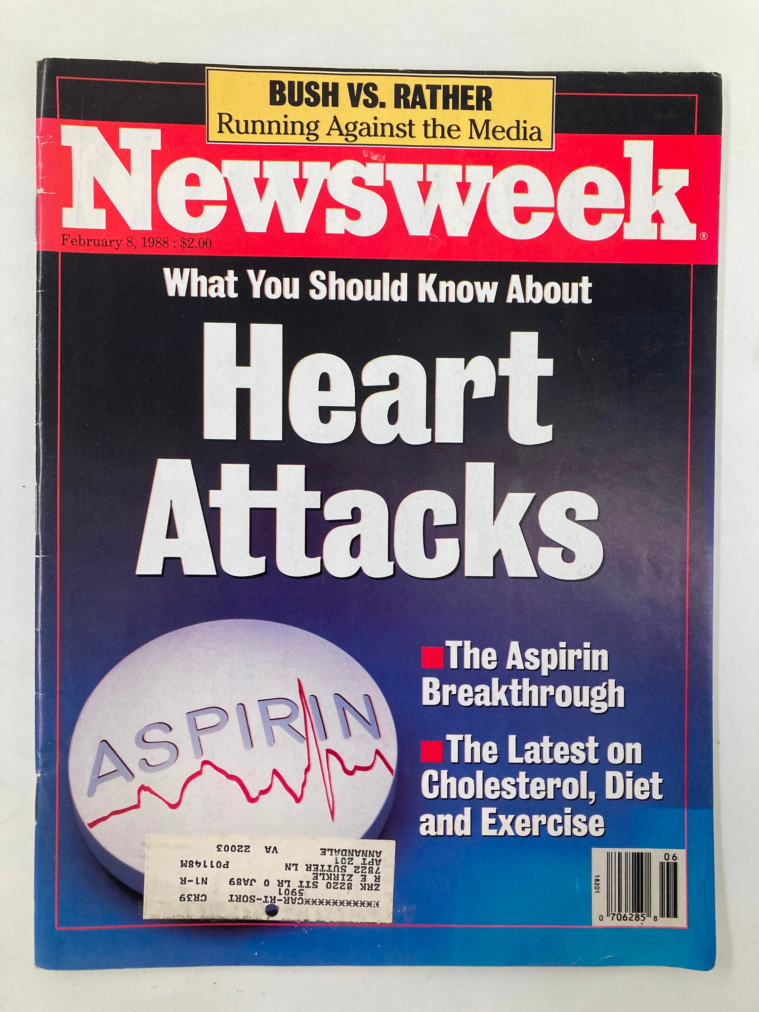 VTG Newsweek Magazine February 8 1988 Heart Attacks The Aspirin Breakthrough