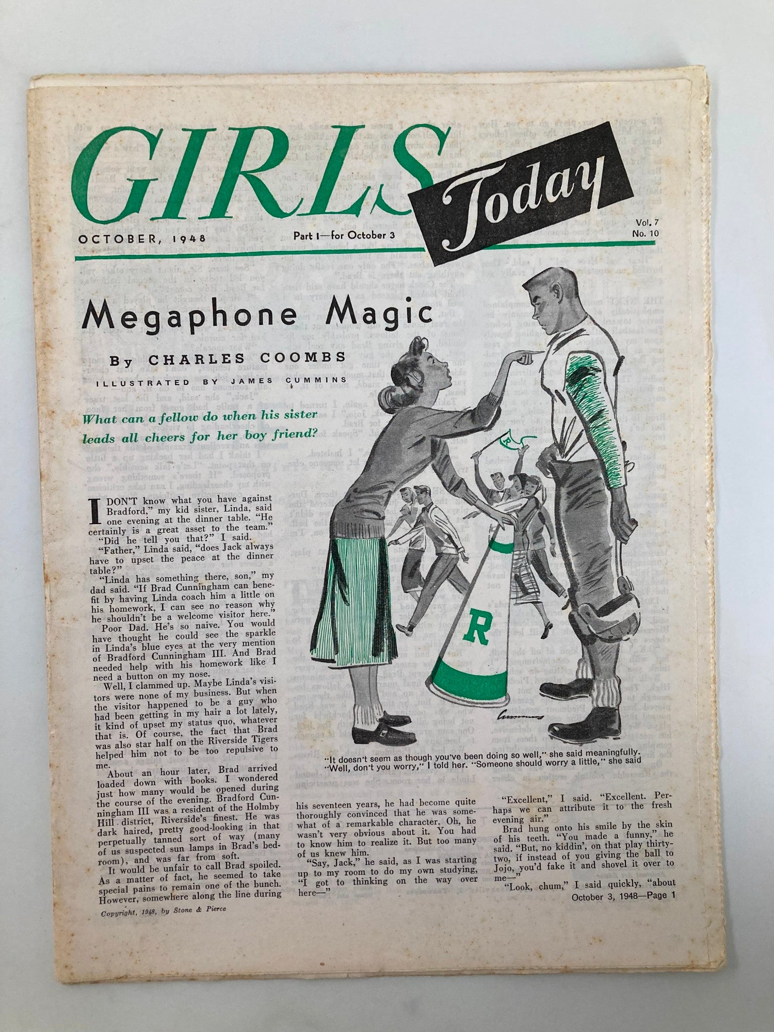 VTG Girls Today Magazine October 1948 Megaphone Magic No Label