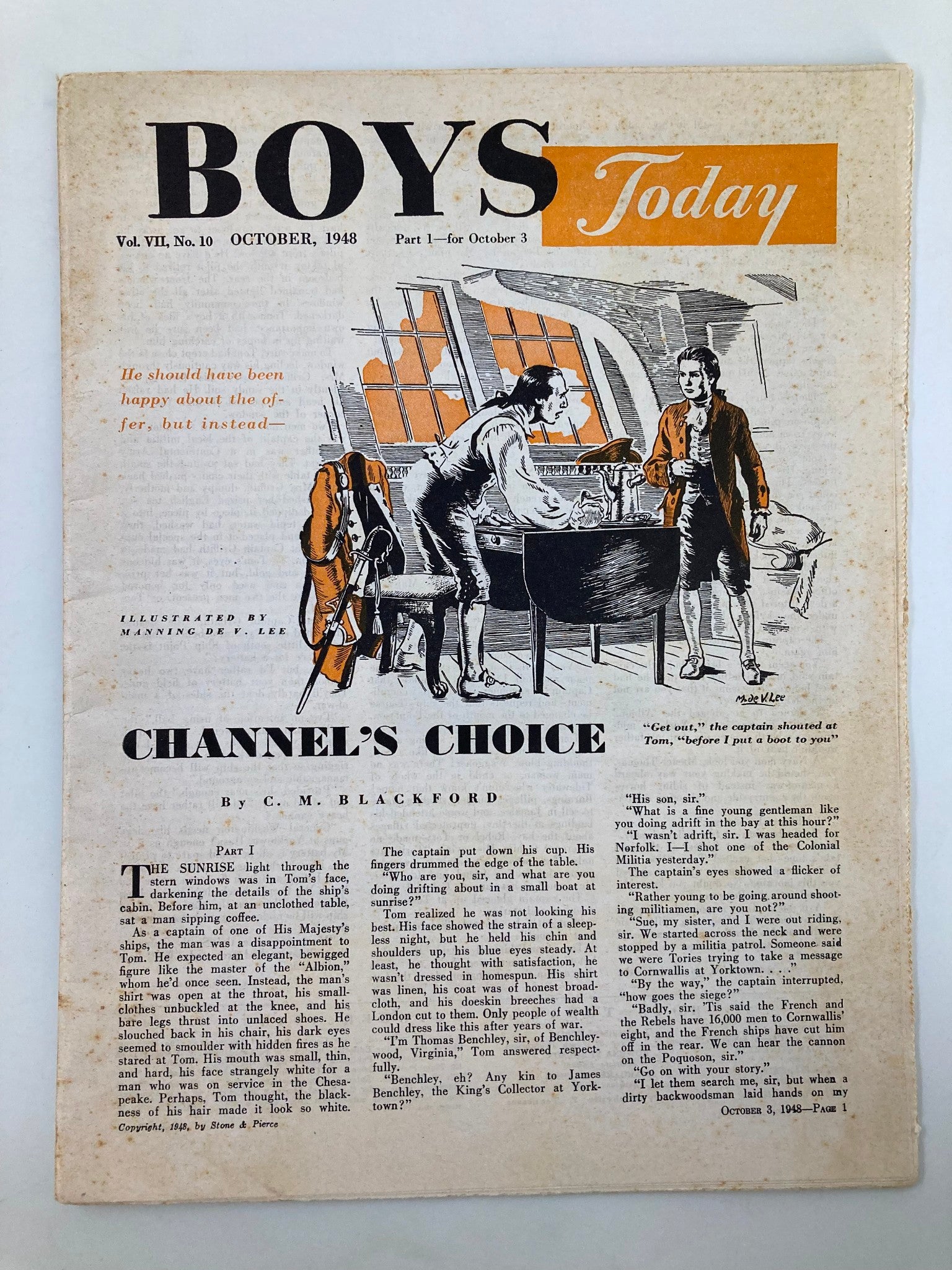 VTG Boys Today Magazine October 1948 Channel's Choice by CM Blackford No Label