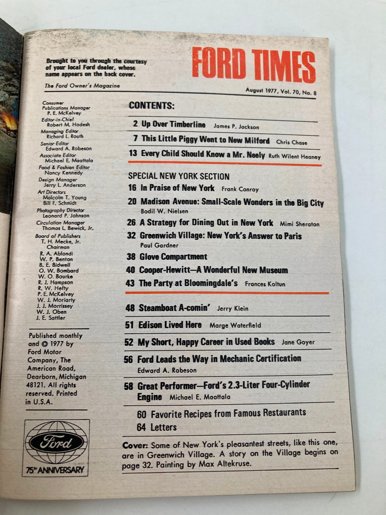 VTG Ford Times Magazine August 1977 The Little Piggy Went to New Milford