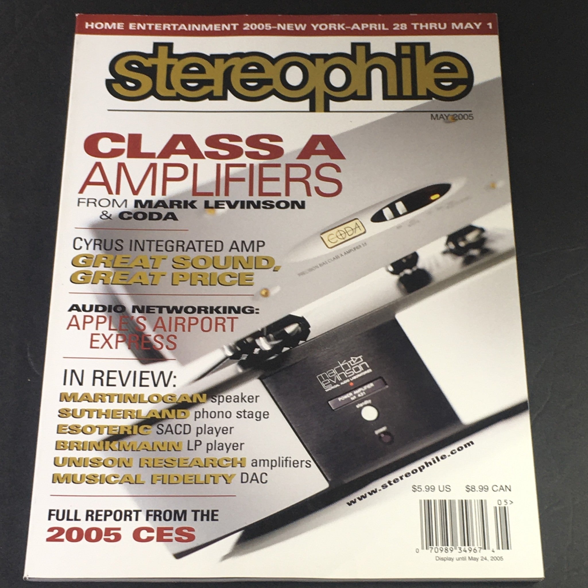 Stereophile Magazine May 2005 - Mark Levinson & Coda Class A AMPS / Newsstand