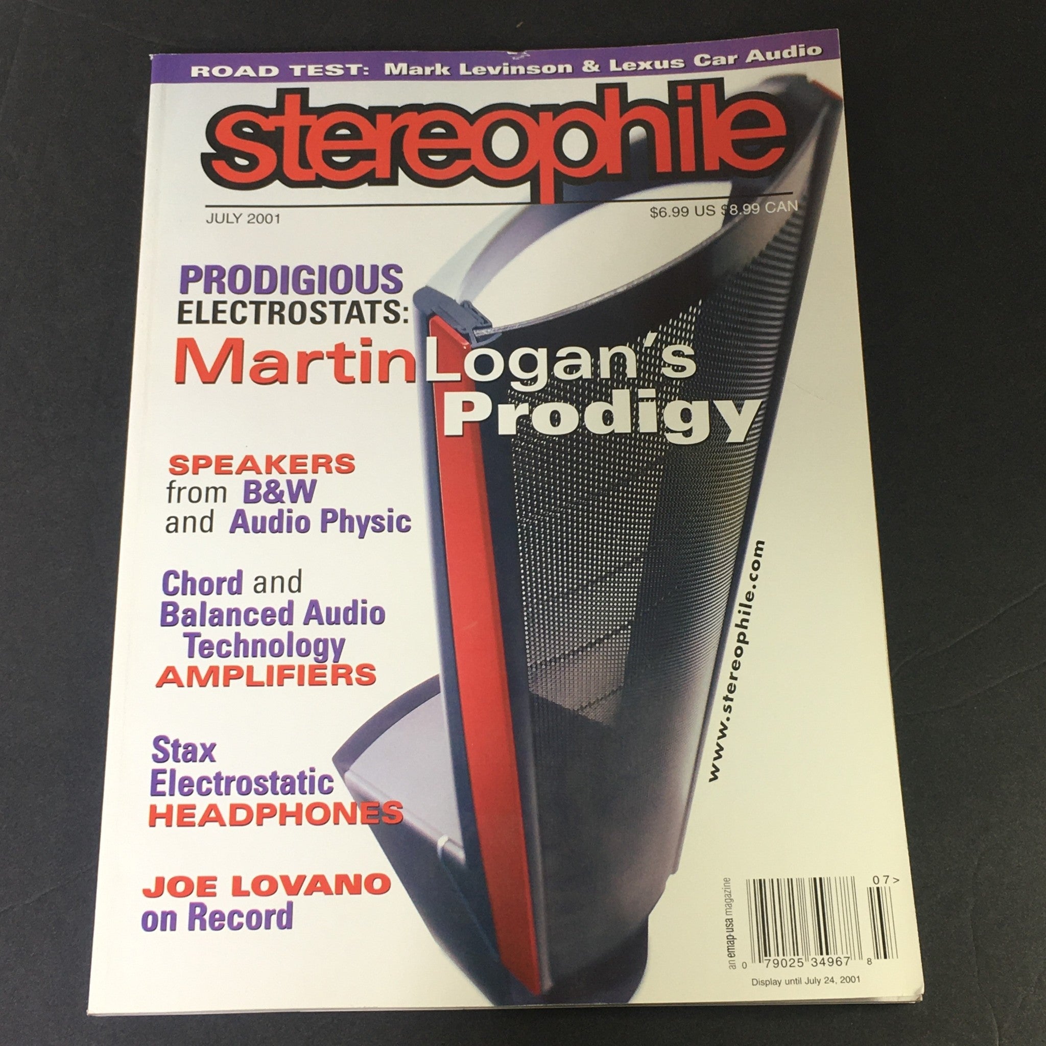 Stereophile Magazine July 2001 - Martin Logan Prodigy / Joe Lovano on Record