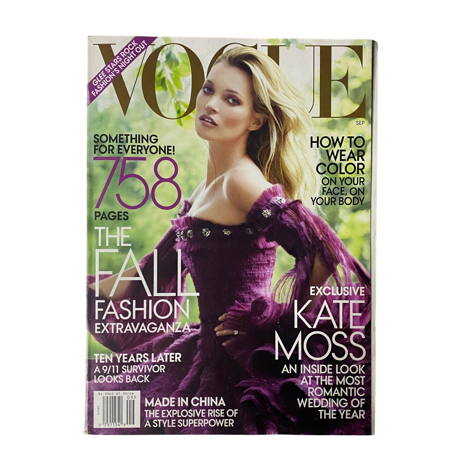 Vogue Magazine September 2011 featuring Kate Moss on the cover, highlighting the Fall Fashion Extravaganza with 758 pages of fashion and cultural insights.