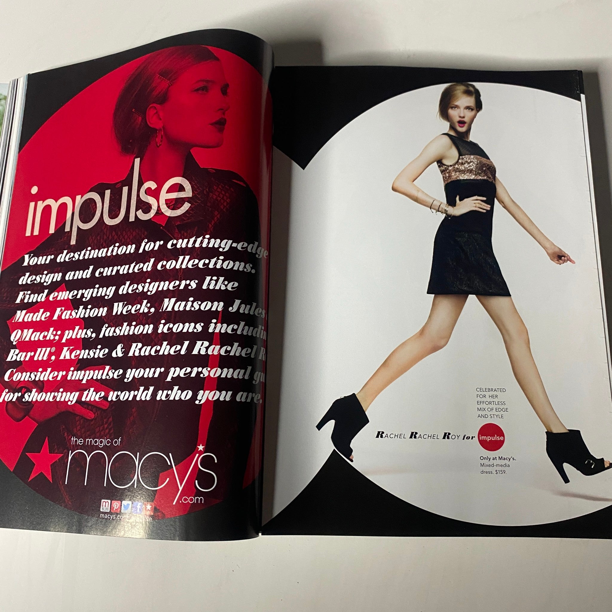 Vogue Magazine September 2013 edition advertisement showcasing Rachel Roy's collection at Macy's under the 'Impulse' section, highlighting fashion commitment and curated collections.