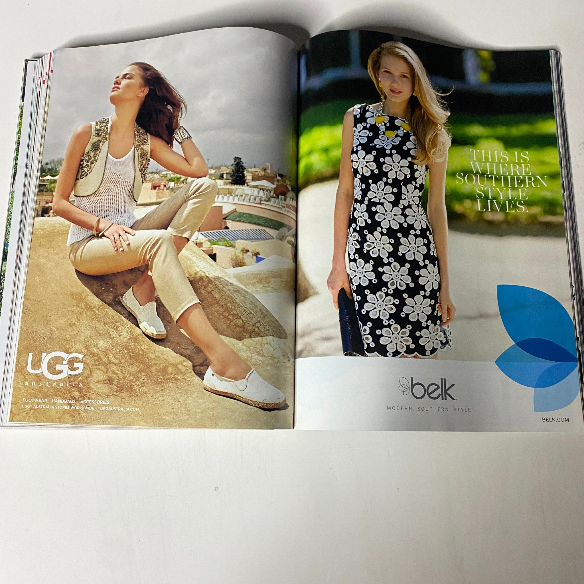 Vogue Magazine March 2013 featuring fashion ads for LUGG and Belk showcasing stylish seasonal outfits, perfect for Southern style fans.