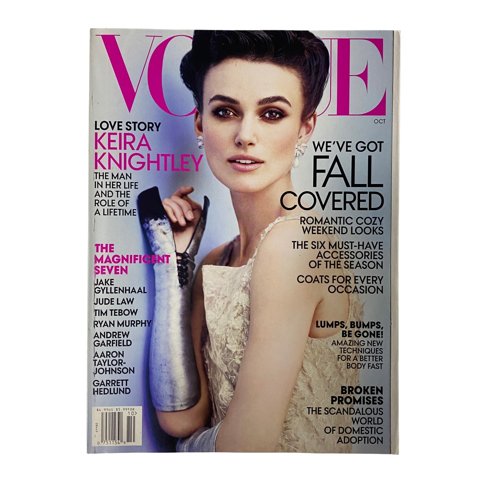 Vogue Magazine October 2012 Keira Knightley Cover featuring a romantic 'Love Story' theme with Keira Knightley styled in a Chanel Haute Couture dress.