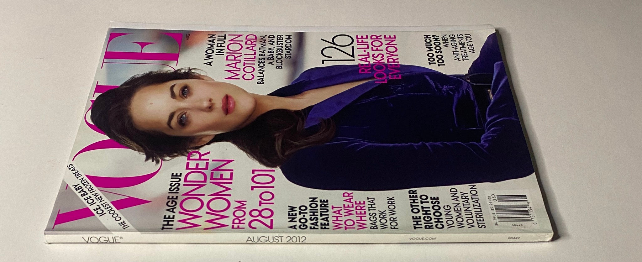 Another angle of the Vogue Magazine August 2012 cover with Marion Cotillard, highlighting her refined look and the issue's theme of empowerment for women.