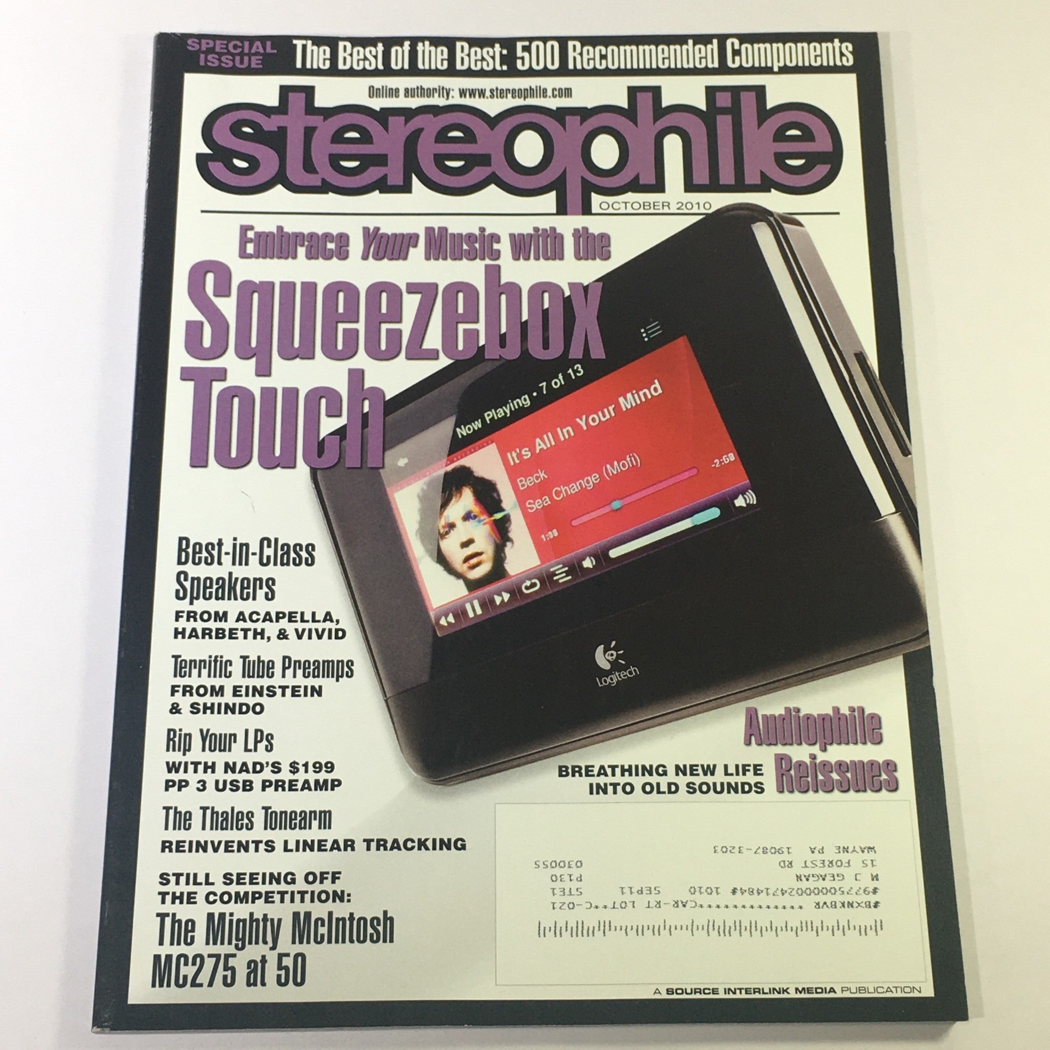 Stereophile Magazine October 2010 - Squeezebox Touch / Harbeth & Vivid Speakers