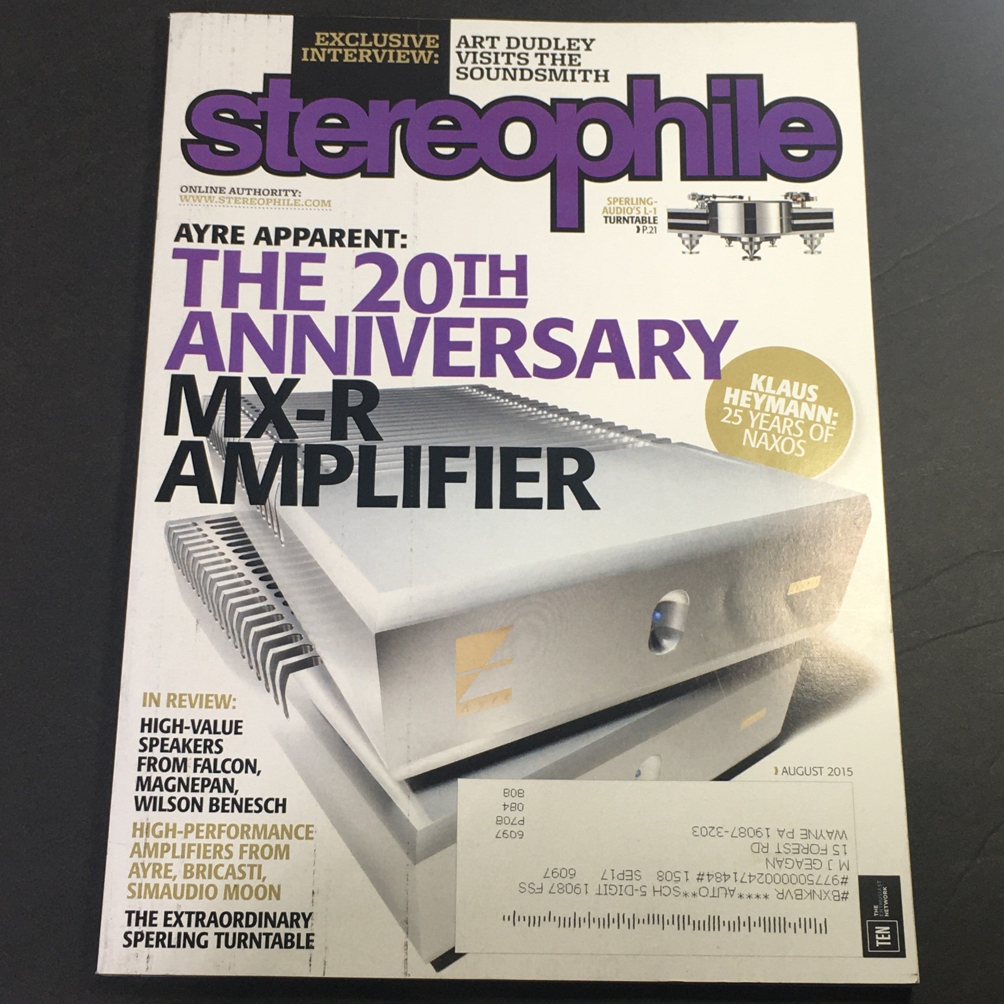 Stereophile Magazine August 2015 - Ayre MX-R AMP / Klaus Heymann 25 Years Naxos