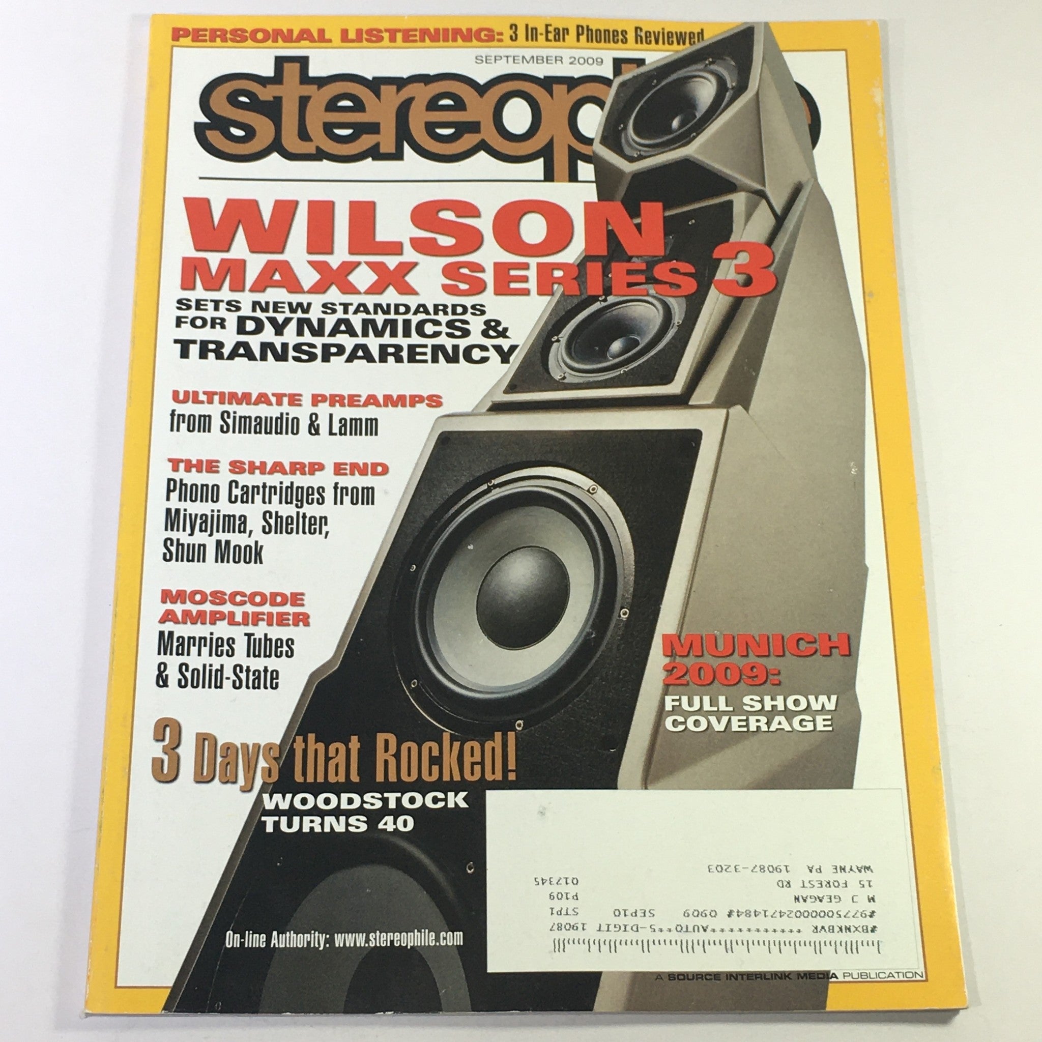 Stereophile Magazine September 2009 - Wilson Maxx Series 3 / Simaudio Pre-AMP