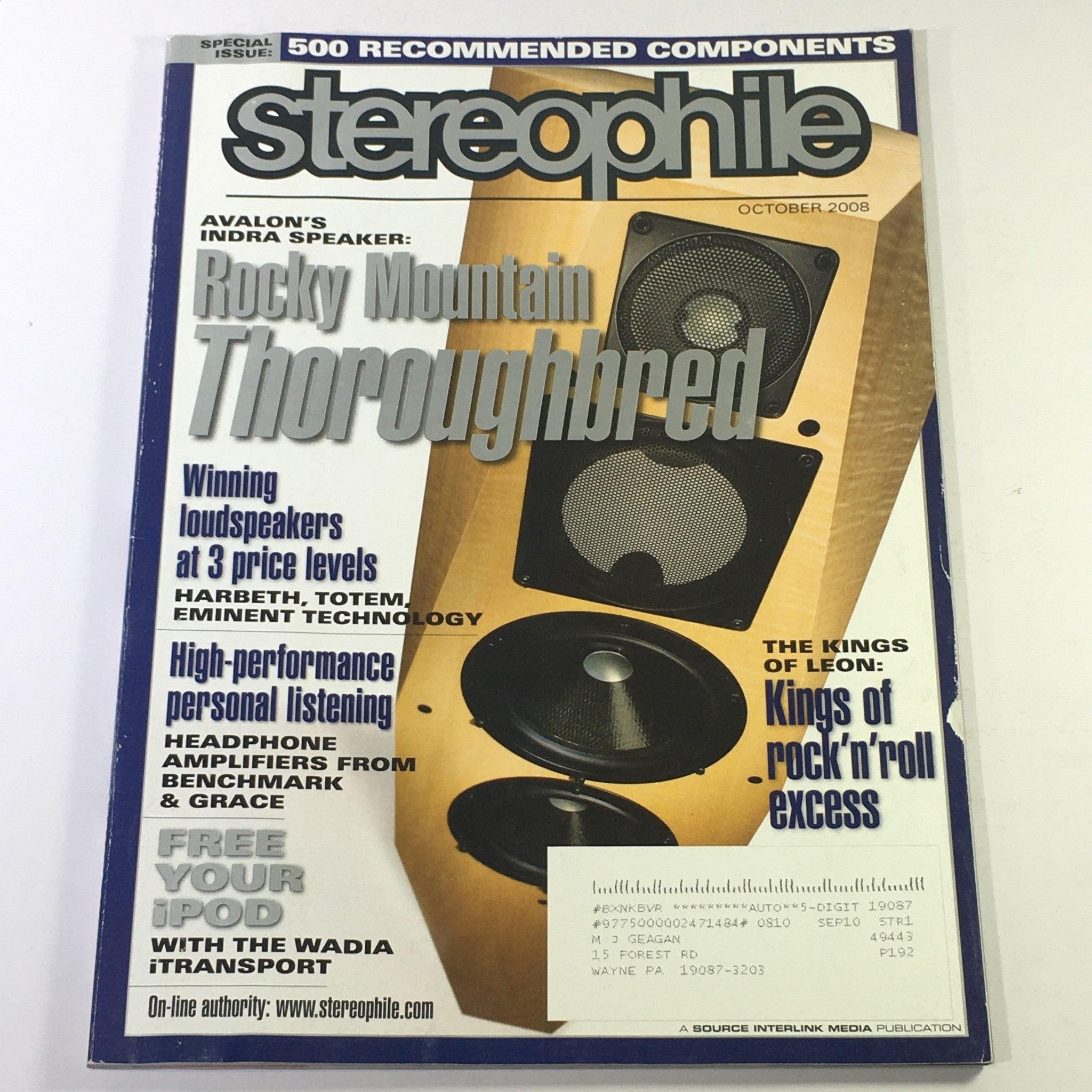 Stereophile Magazine October 2008 - Avalon Indra Speaker / The Kings of Leon