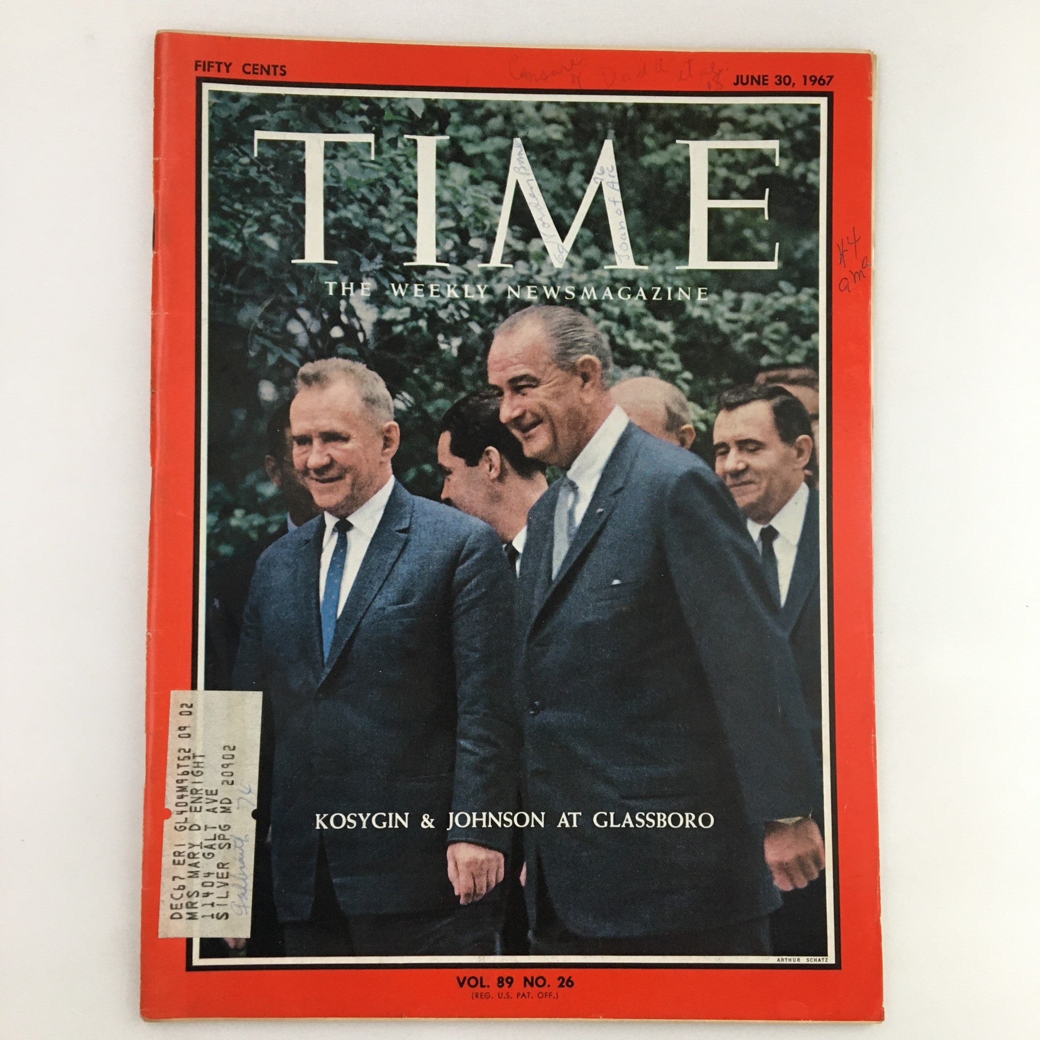 Time Magazine June 30 1967 Vol. 89 No. 26 Alexei Kosygin & Lyndon B. Johnson