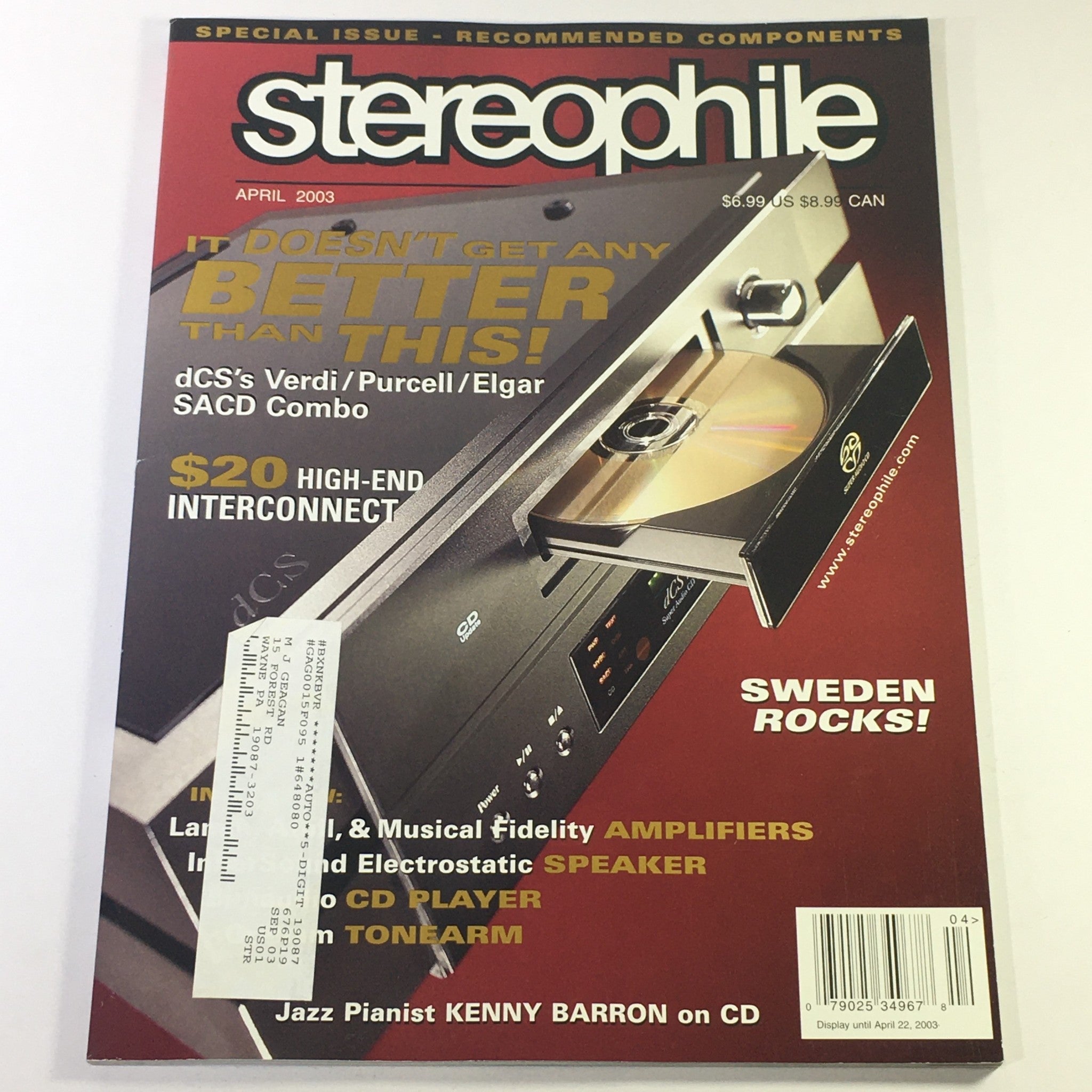 Stereophile Magazine April 2003 - Kenny Barron on CD / dCS's Verdi / Purcell