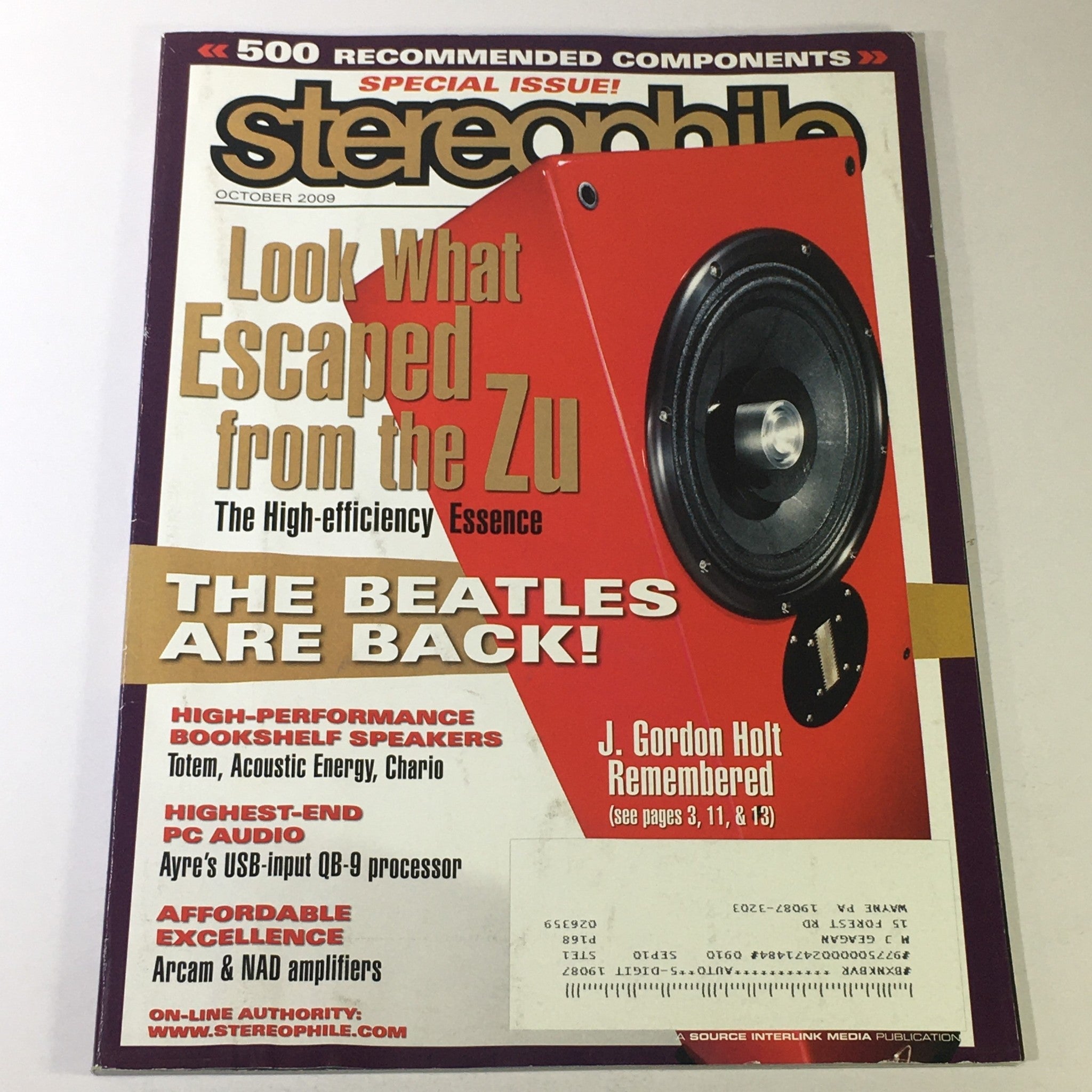 Stereophile Magazine October 2009 - J. Gordon Holt Remembered / Ayre USB QB-9