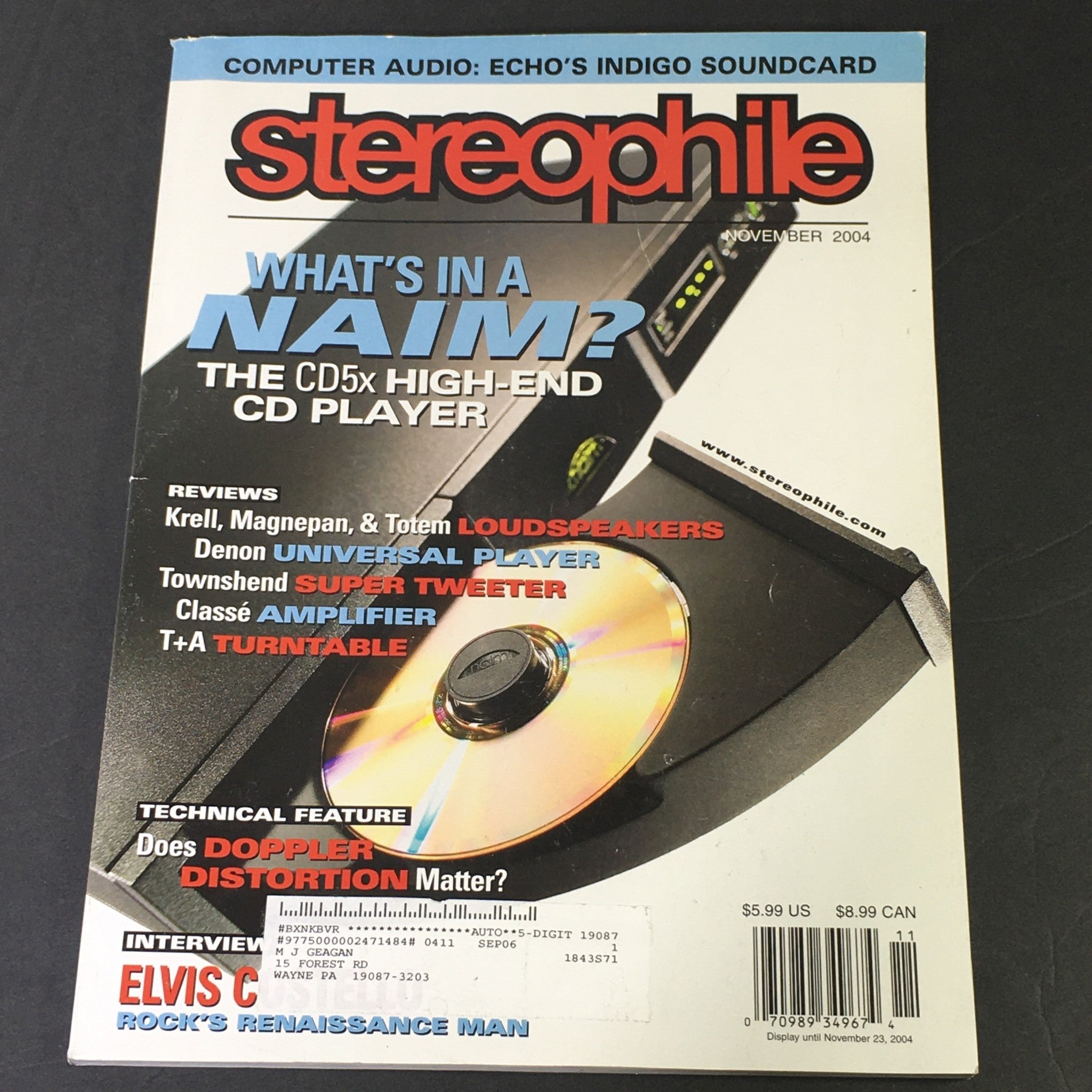 Stereophile Magazine November 2004 - CD5x CD Player / Magnepan & Totem Speakers