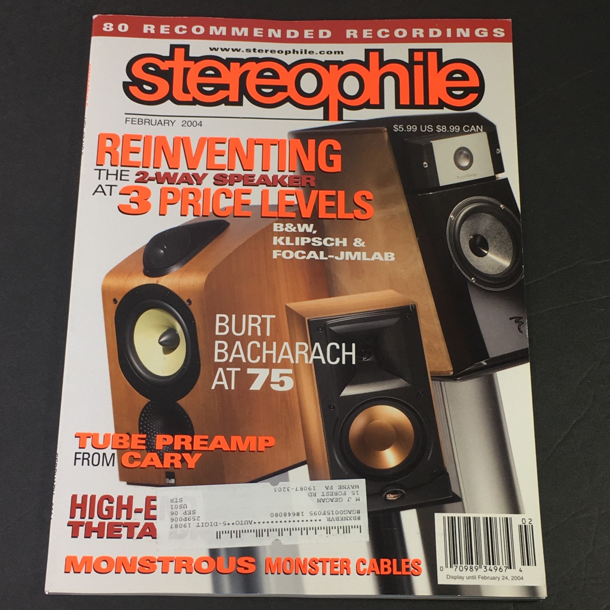 Stereophile Magazine February 2004 - B&W, Klipsch & Focal-JMLab / Burt Bacharach