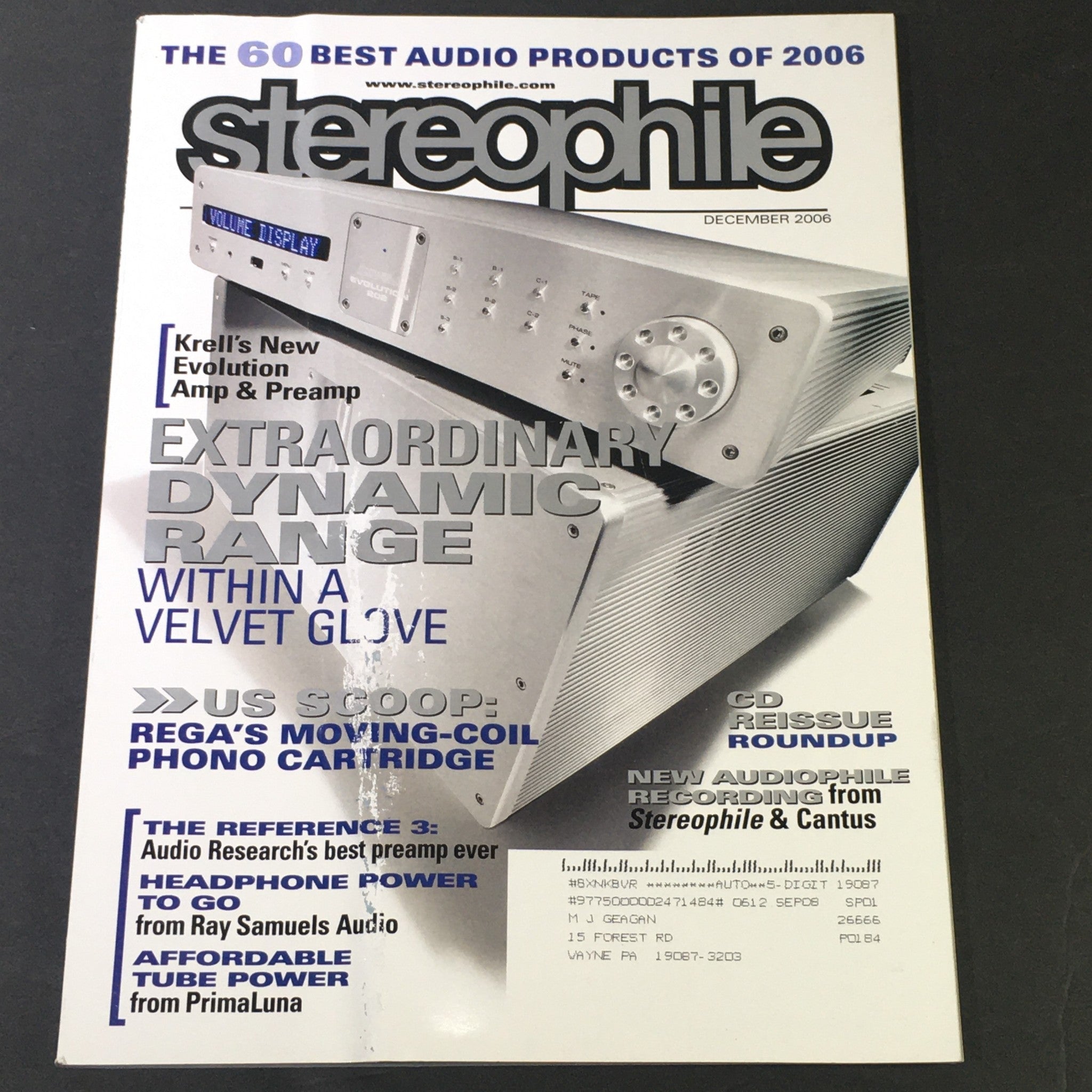 Stereophile Magazine December 2006 - Kree AMP & Pre AMP / Rega Phono Cartridge