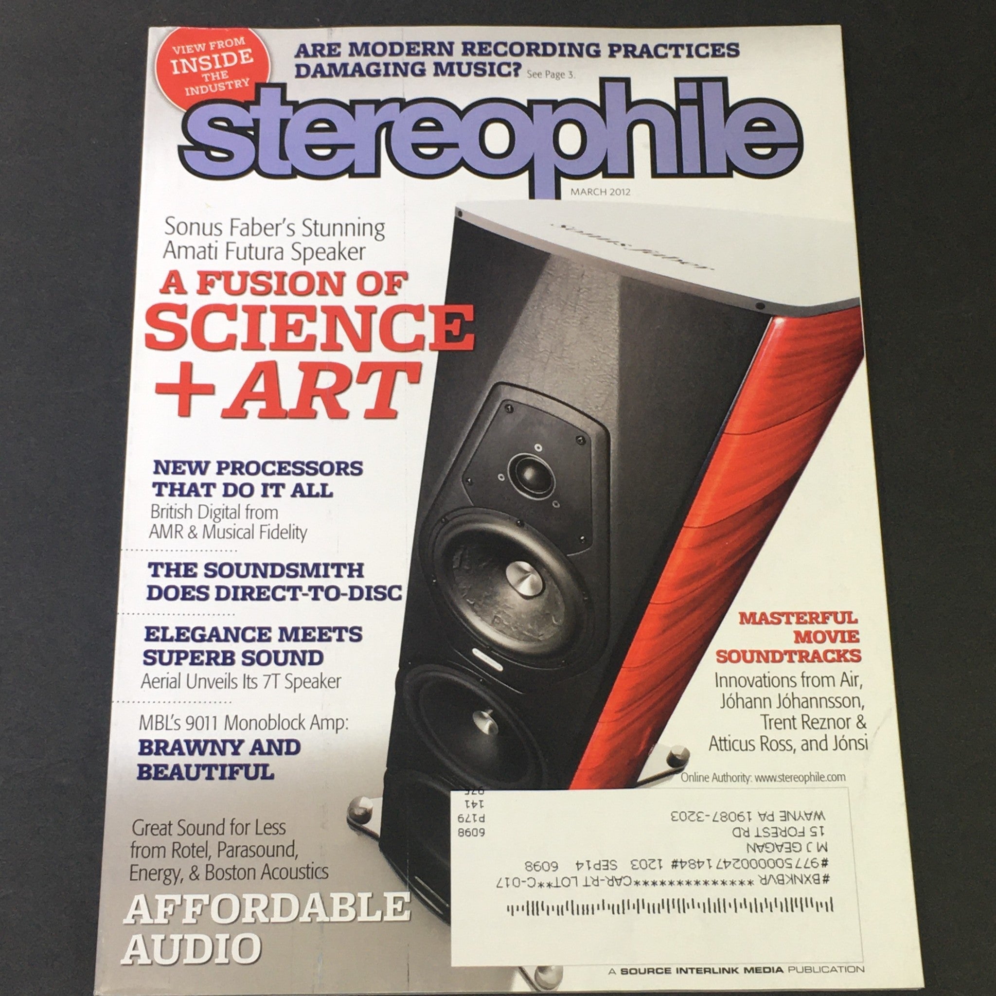 Stereophile Magazine March 2012 - Sonu Faber Amati Futura Speaker / Rotel Audio