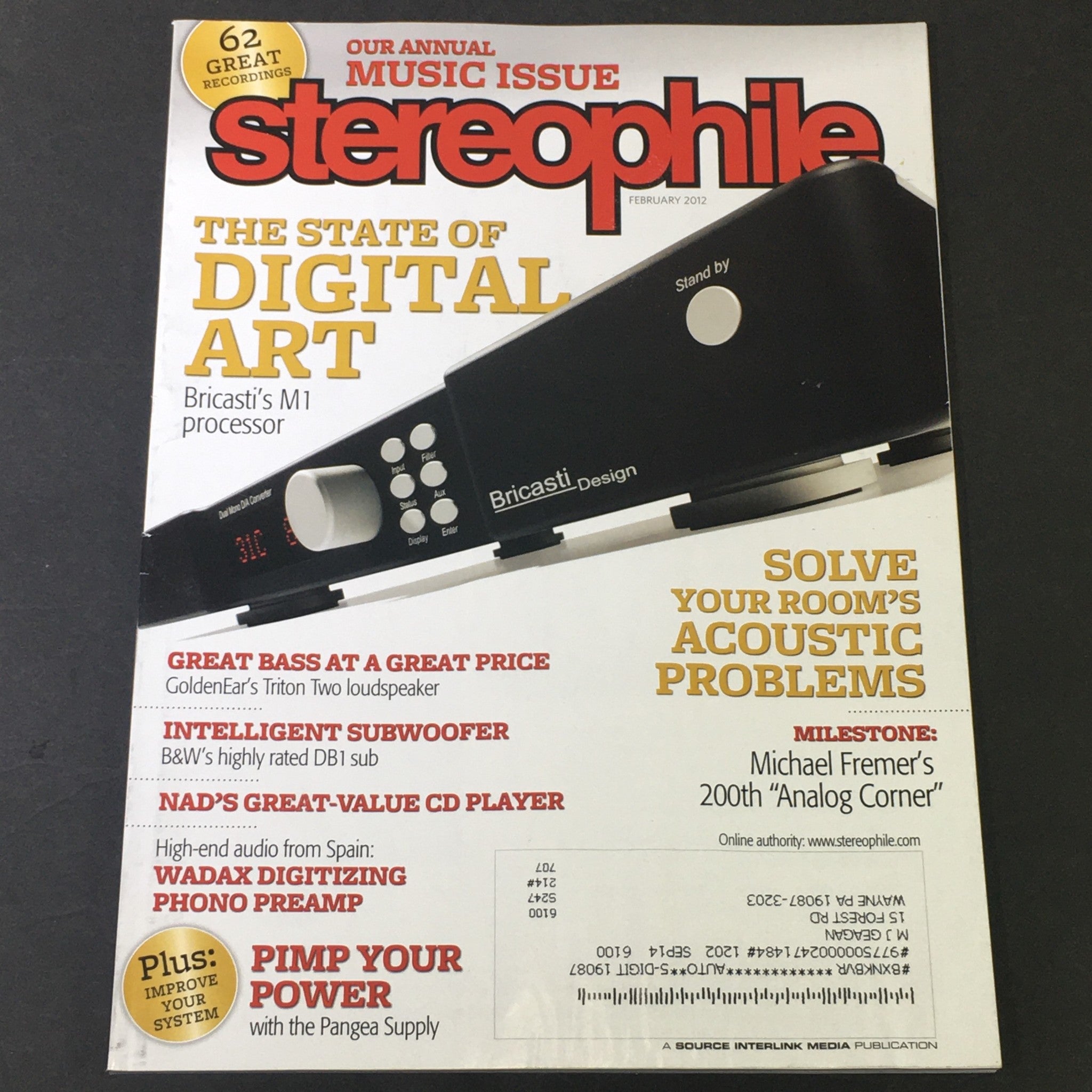 Stereophile Magazine February 2012 - Bricasti M1 Processor / B&W High Db1 Sub