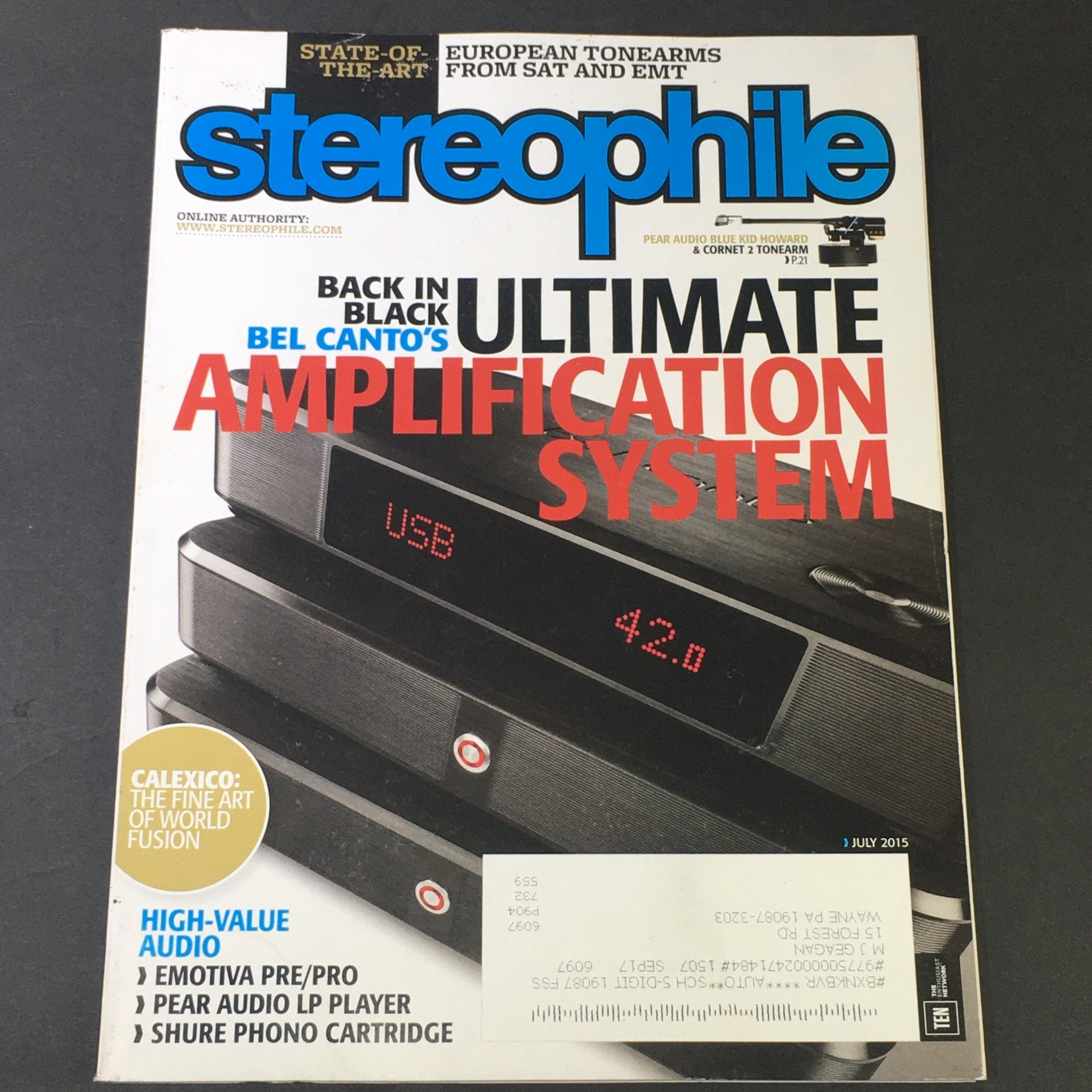 Stereophile Magazine July 2015 - Pear Audio Blue Kid Howard & Cornet 2 Tonearm