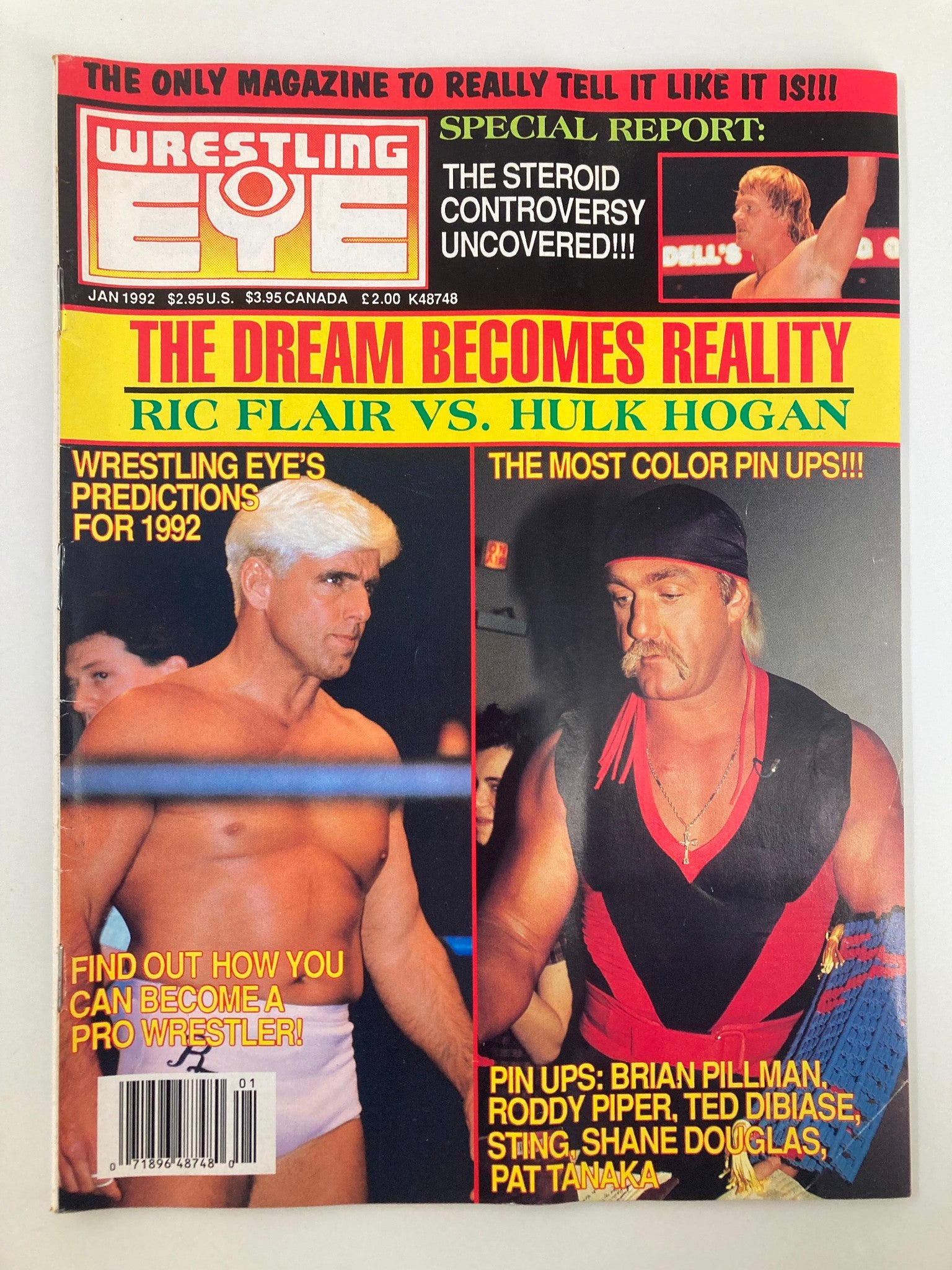 Wrestling Eye Magazine January 1992 Ric Flair, Hulk Hogan, Roddy Piper No Label