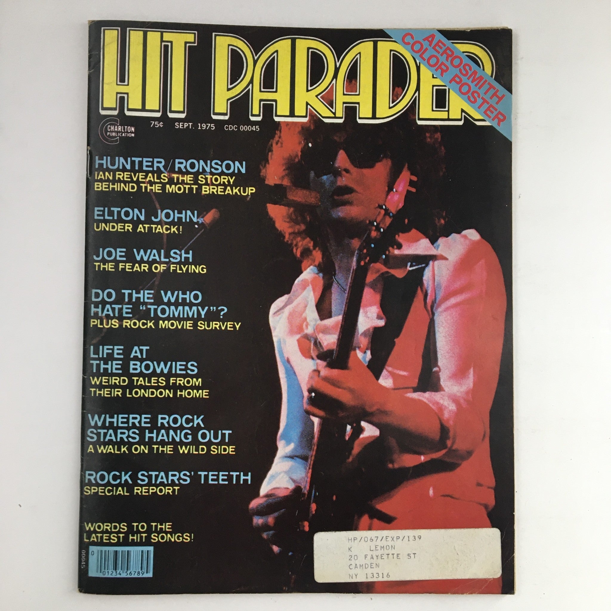 Hit Parader Magazine September 1975 Hunter Ronson, Elton John & Joe Walsh