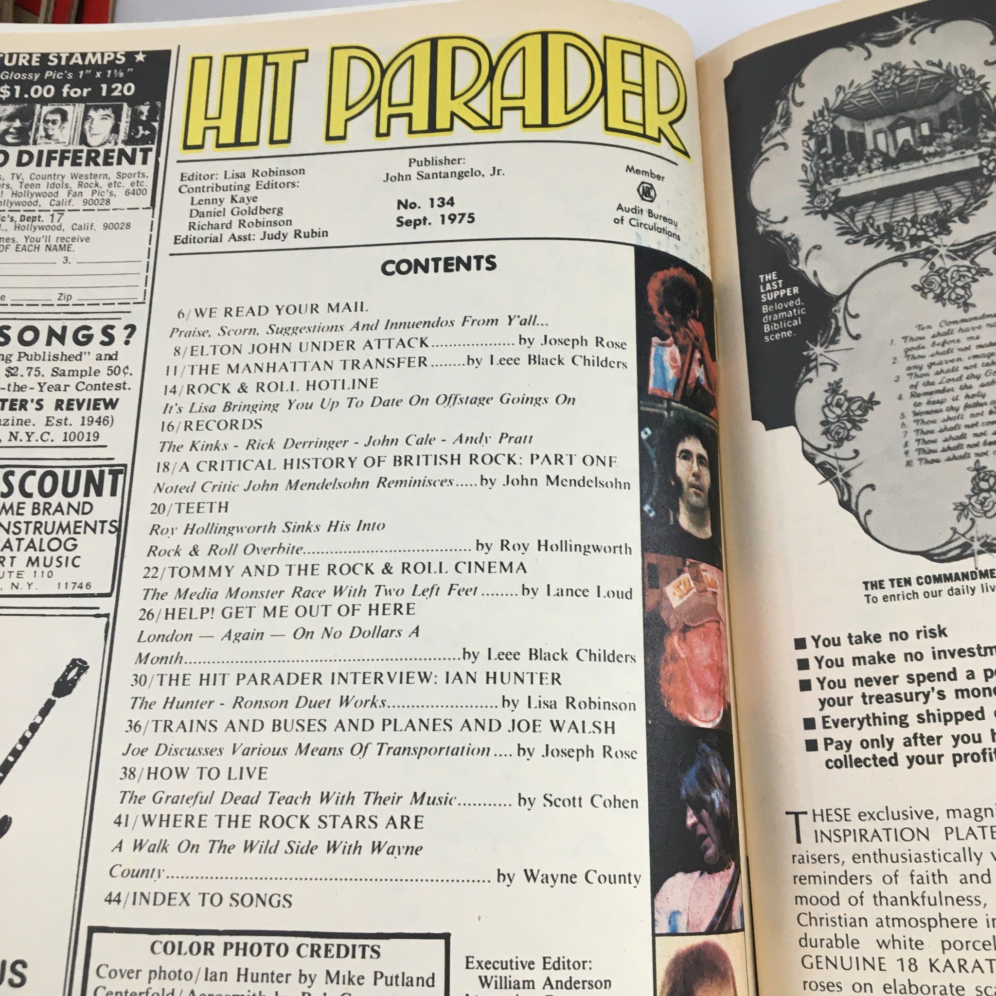 Hit Parader Magazine September 1975 Hunter Ronson, Elton John & Joe Walsh