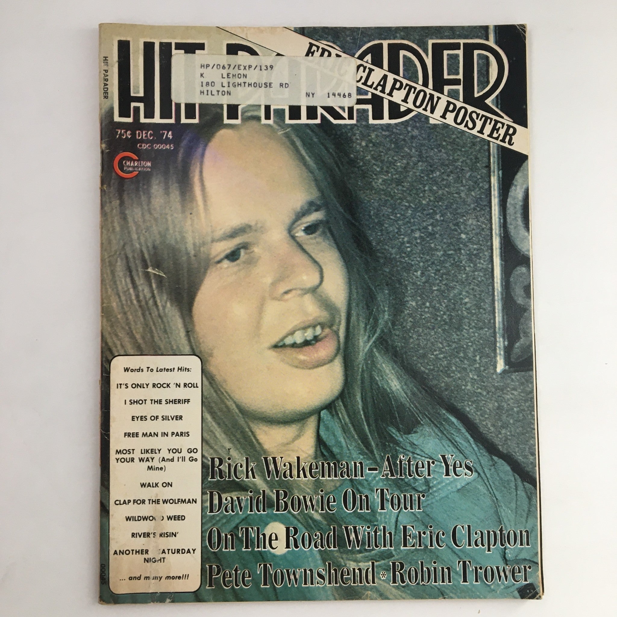 Hit Parader Magazine December 1974 Rick Wakeman, David Bowie & Eric Clapton