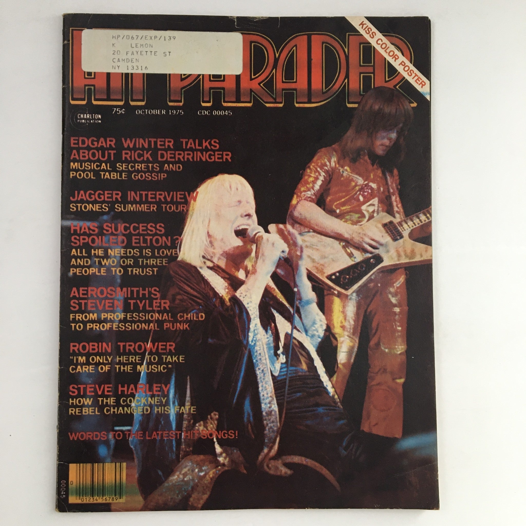 Hit Parader Magazine October 1975 Edgar Winter Talks About Rick Derringer