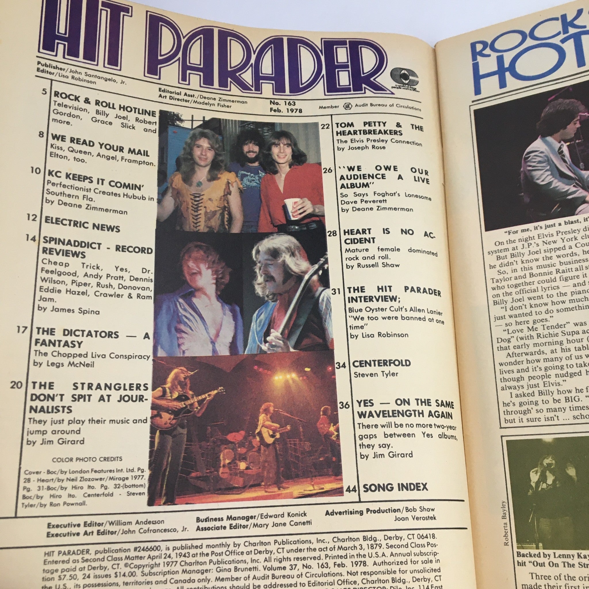 Hit Parader Magazine February 1978 KC, Heart, Foghat, Tom Petty & Steve Tyler