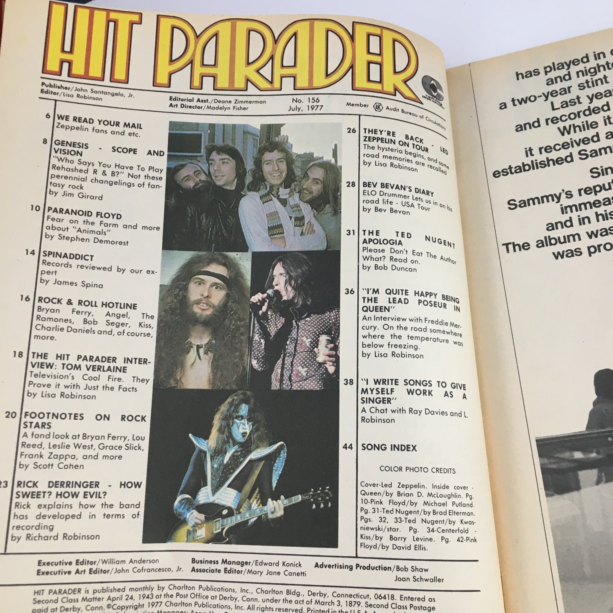 Hit Parader Magazine July 1977 Queen, Genesis, Ted Nugent, Kinks & Led Zeppelin