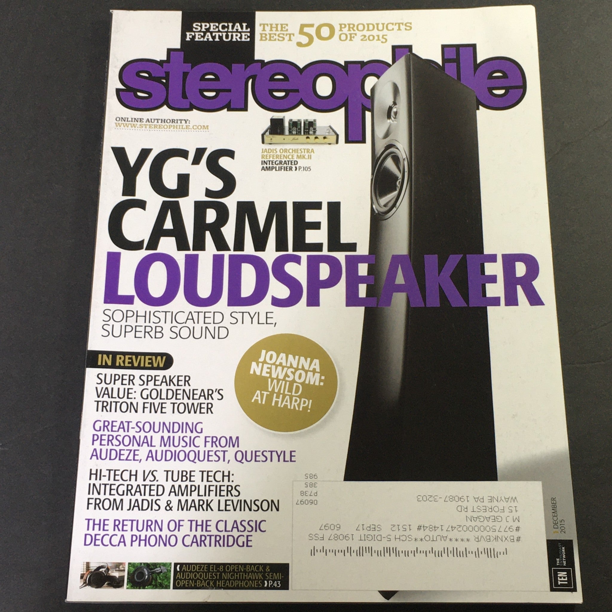 Stereophile Magazine December 2015 - Johanna Newsom / YG'S Carmel Loudspeaker