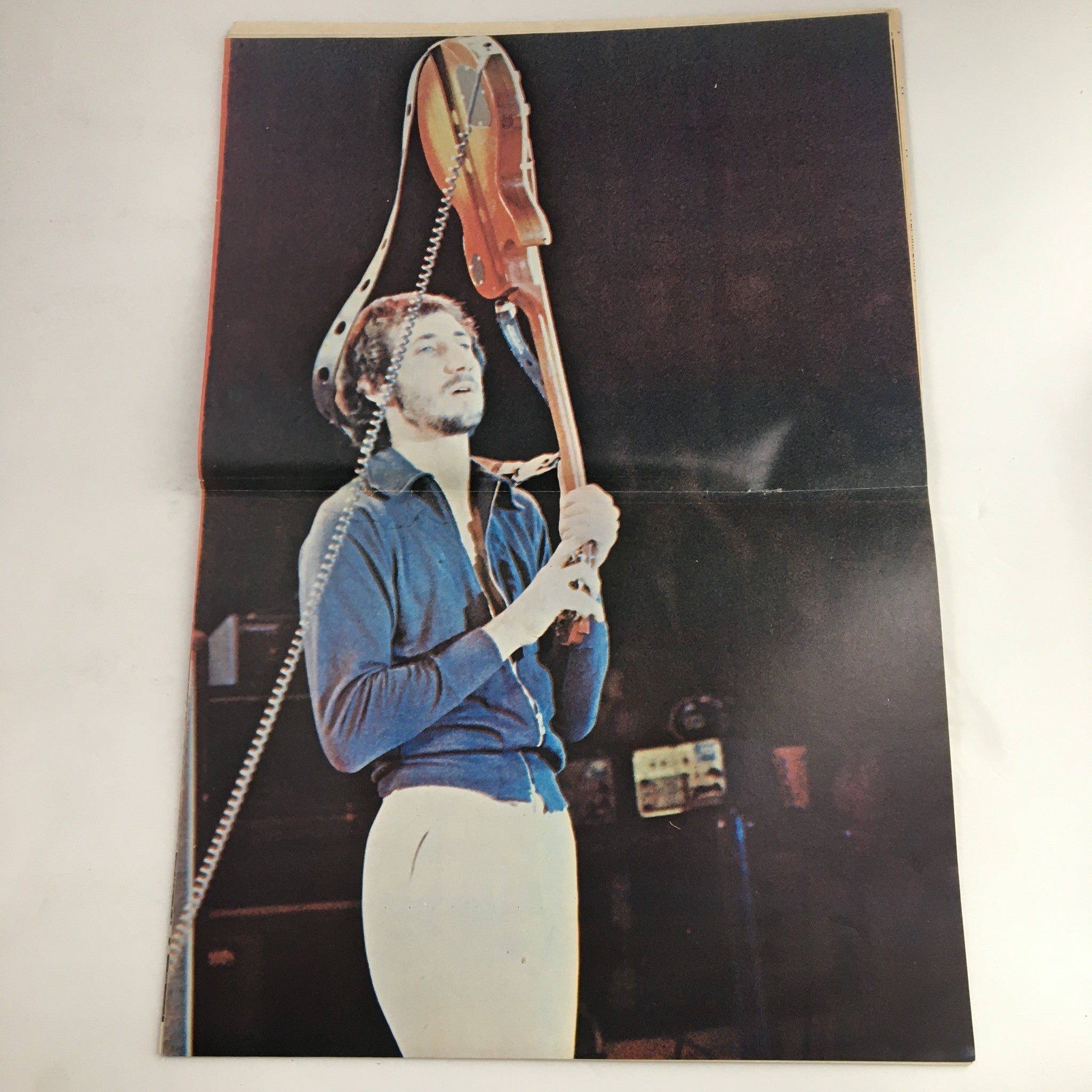 Peter Townsend during a live performance, featured in Hit Parader May 1974 issue with an exclusive interview.