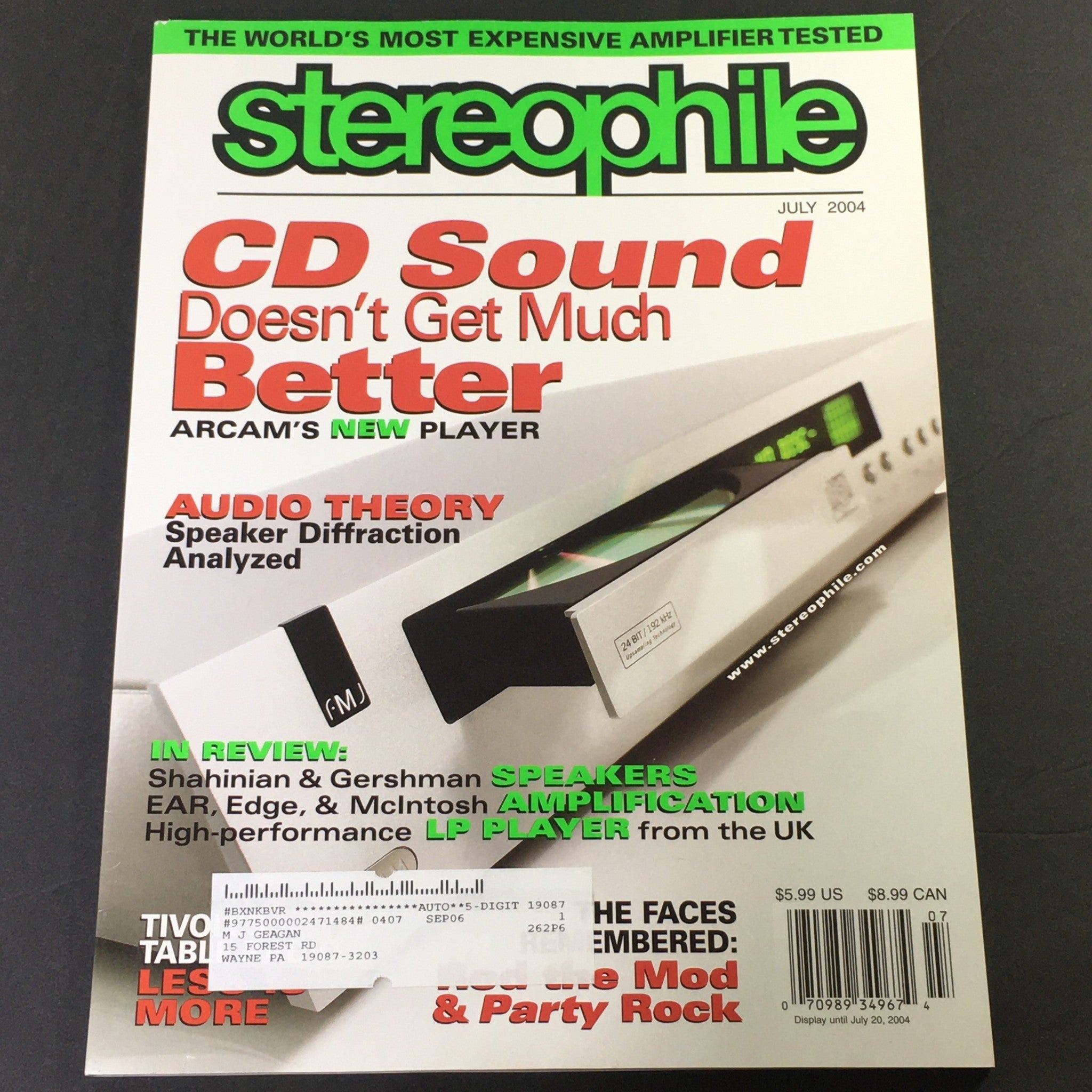 Stereophile Magazine July 2004 - Shahinian & Gershman Speakers / McIntosh AMP