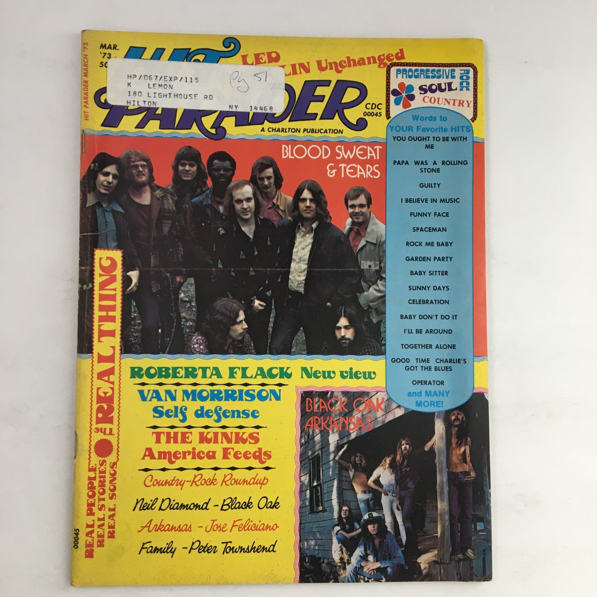 Hit Parader Magazine March 1973 Roberta Flack, Van Morrison & Jethro Tull