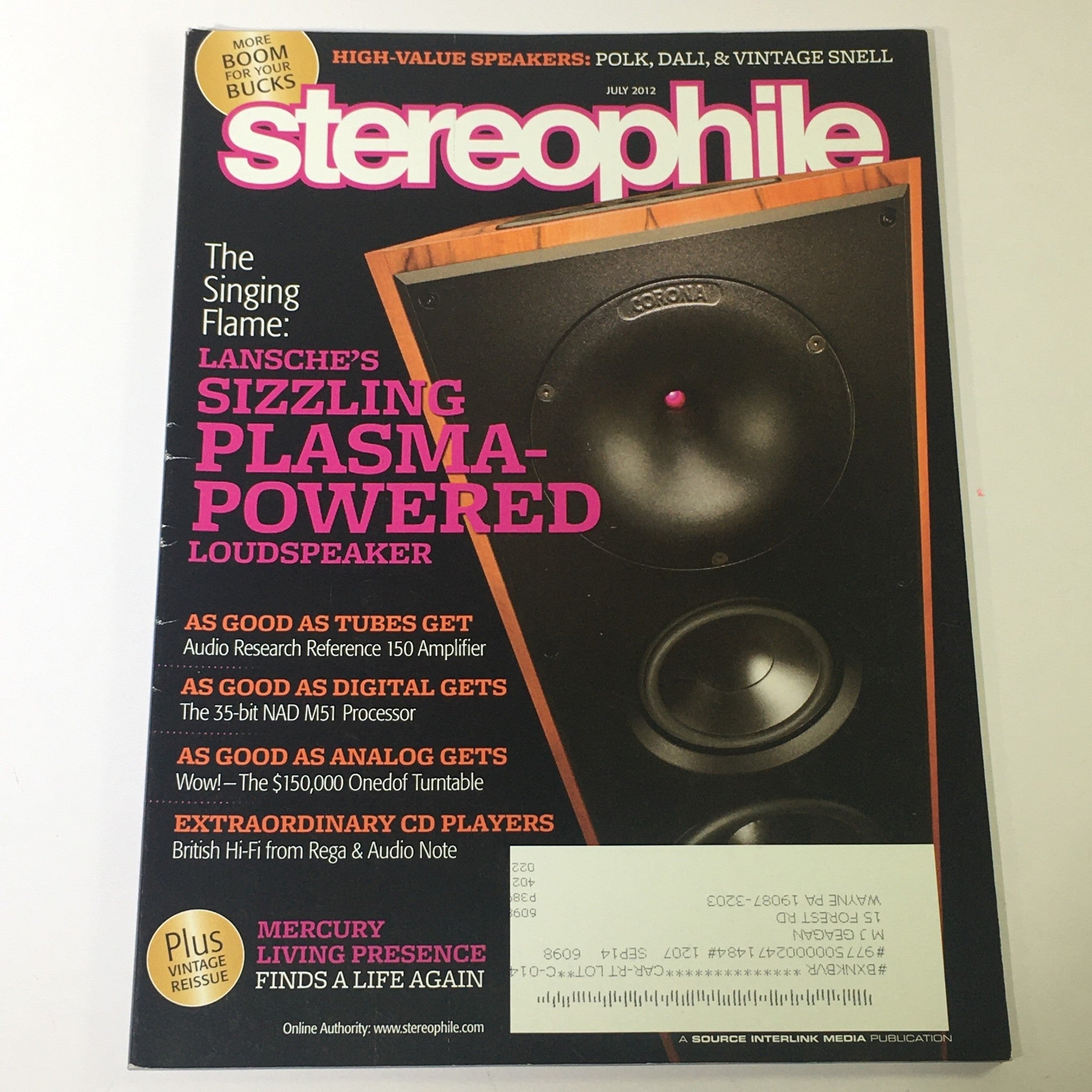 Stereophile Magazine July 2012 - Lansche Plasma Speaker / 35-Bit NAD M51 Digital