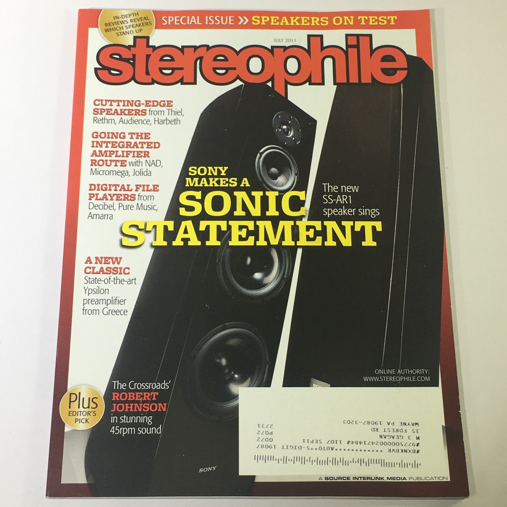 Stereophile Magazine July 2011 - SS-AR1 Speaker / Robert Johnson 45 RPM Sound