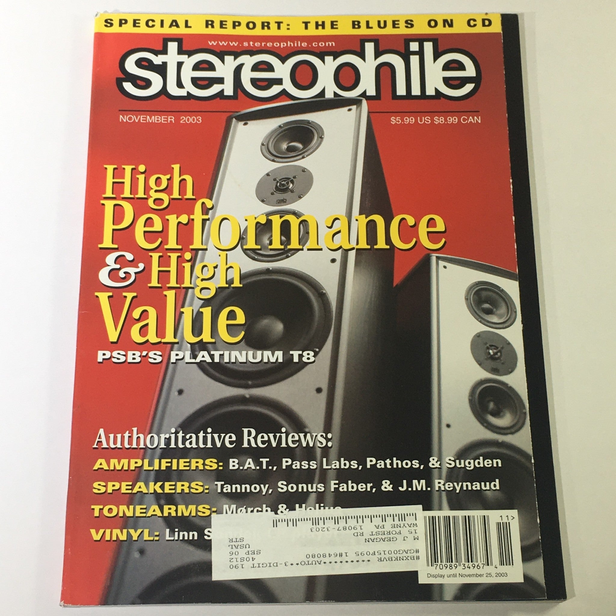 Stereophile Magazine November 2003 - PSB Platinum T8 / Pass Labs & Pathos AMP