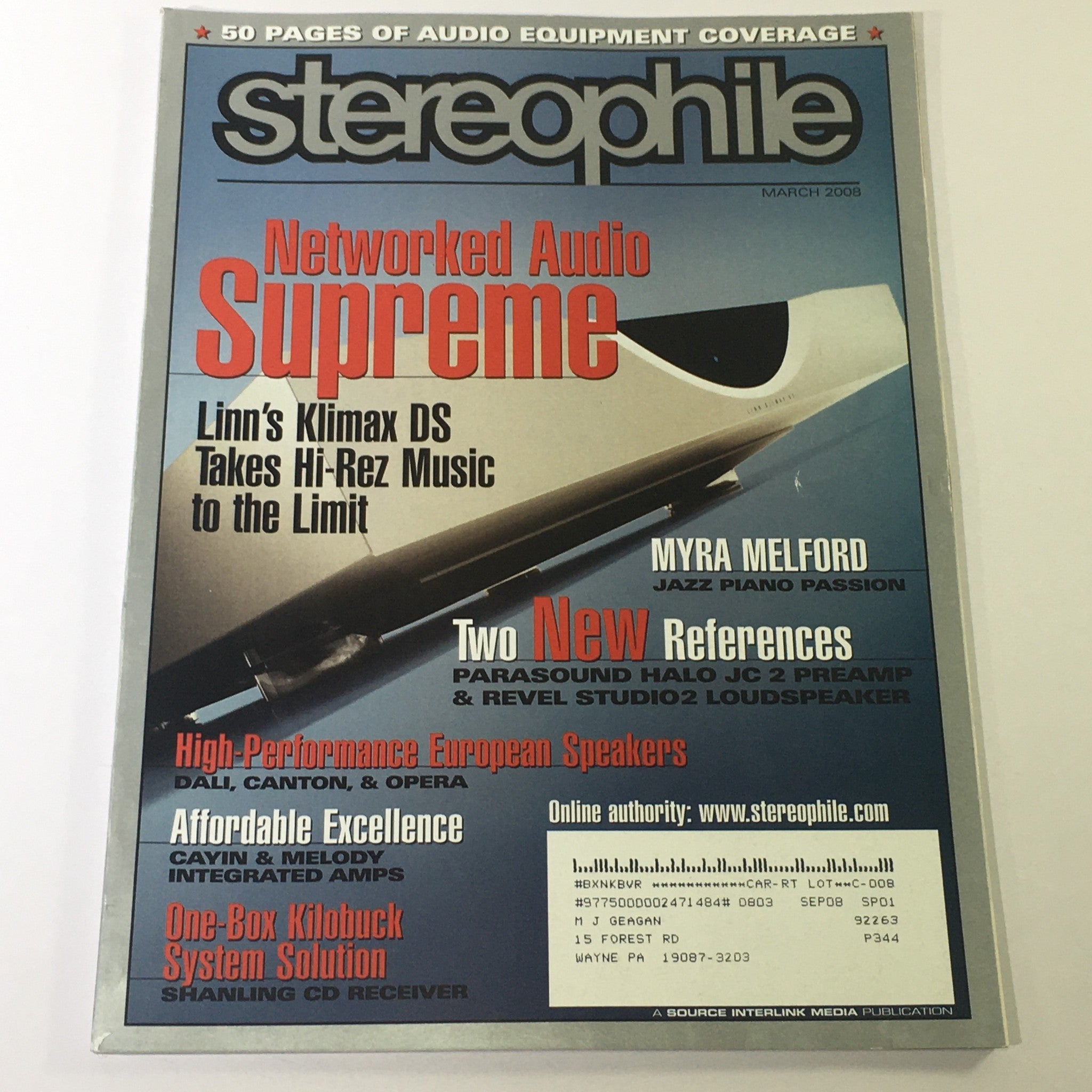 Stereophile Magazine March 2008 - Linn Klimax DS Network Audio / Myra Melford