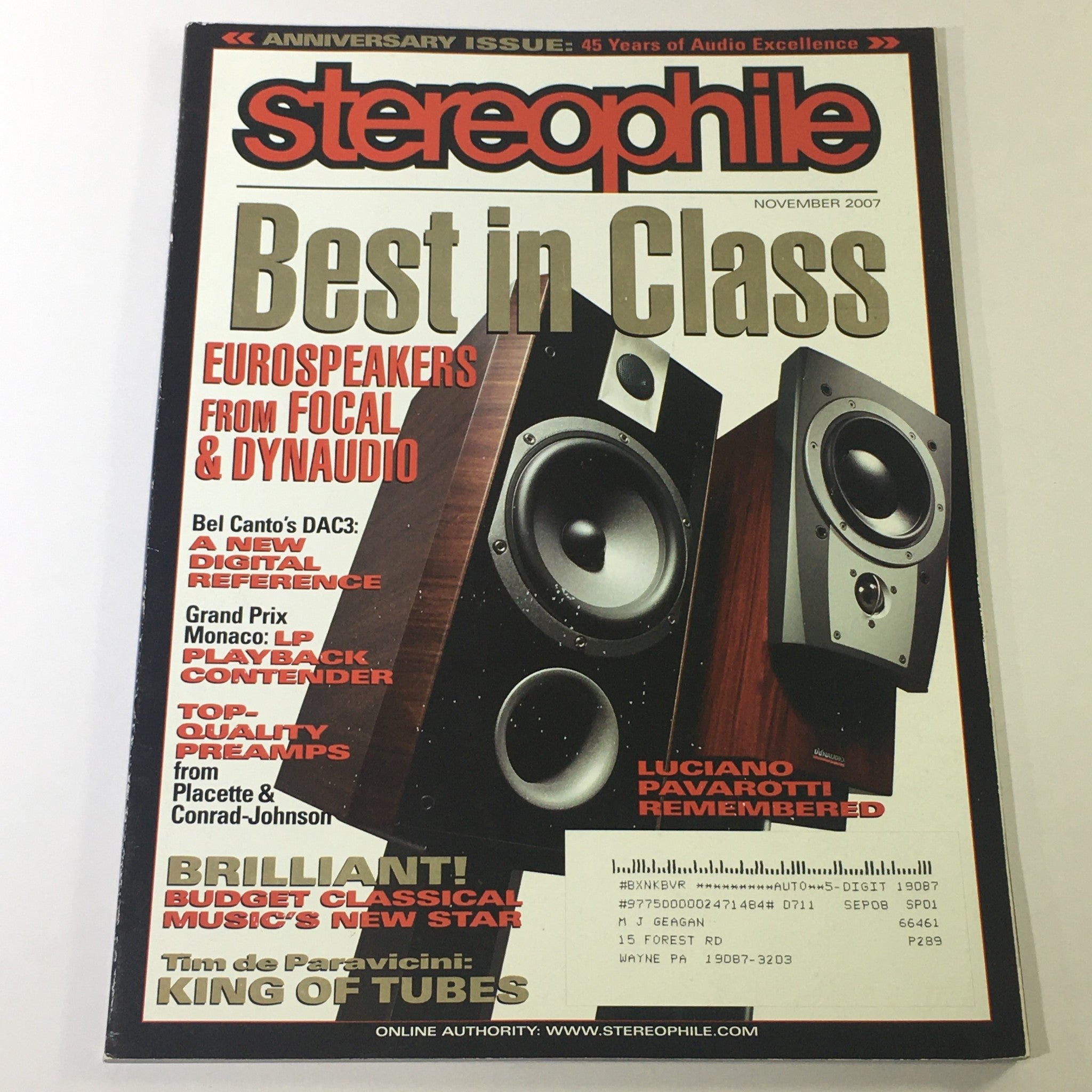 Stereophile Magazine November 2007 - Luciano Pavarotti / Bel Canto DAC3