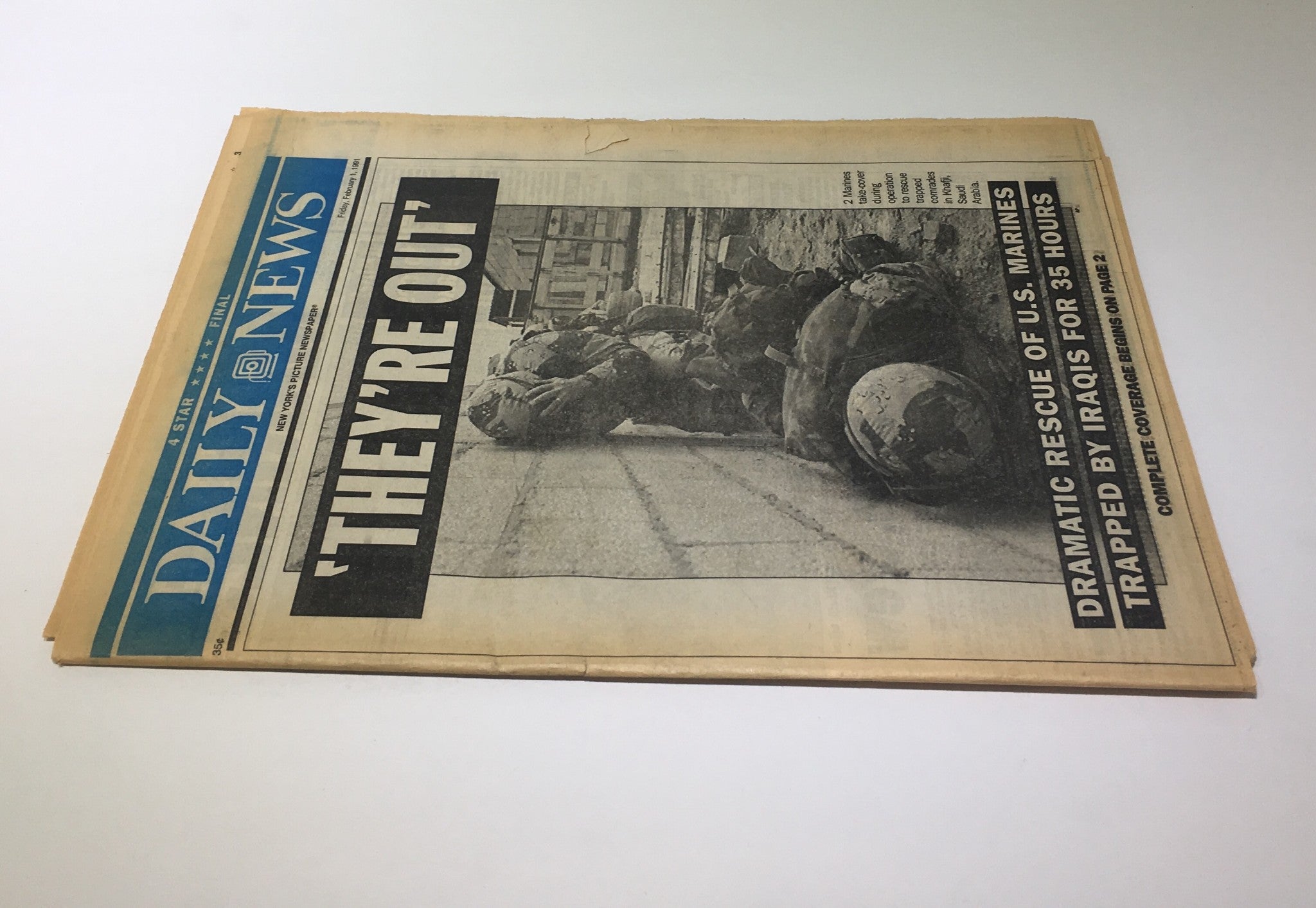 NY Daily News:2/1/91, Dramatic Rescue of U.S Marines Trapped by Iraqis for 35Hrs