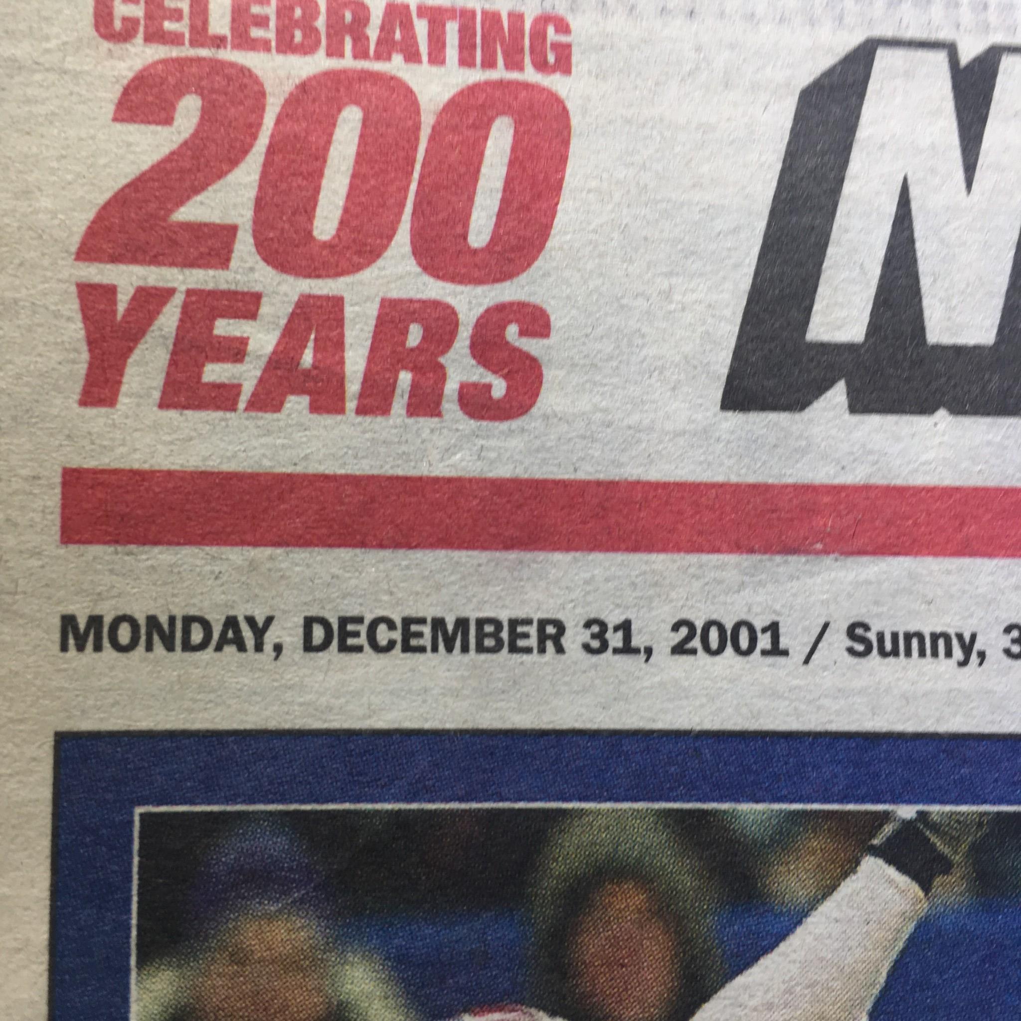 NY Post:12/31/2001 Down & out Giants Blow Playoff chance Jets Still Barely Alive