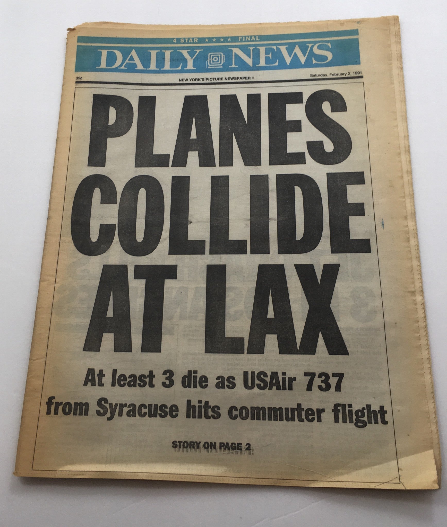 New York Daily News: Feb 2 1991, Planes Collide at Lax and 3 People Died