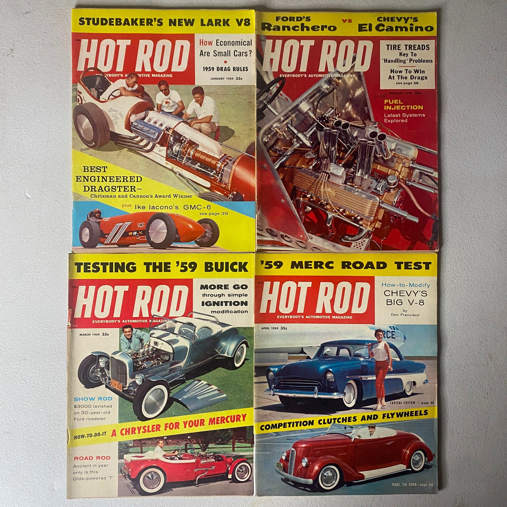 Lot of 12 VTG Hot Rod Magazine January - December 1959 Complete Year