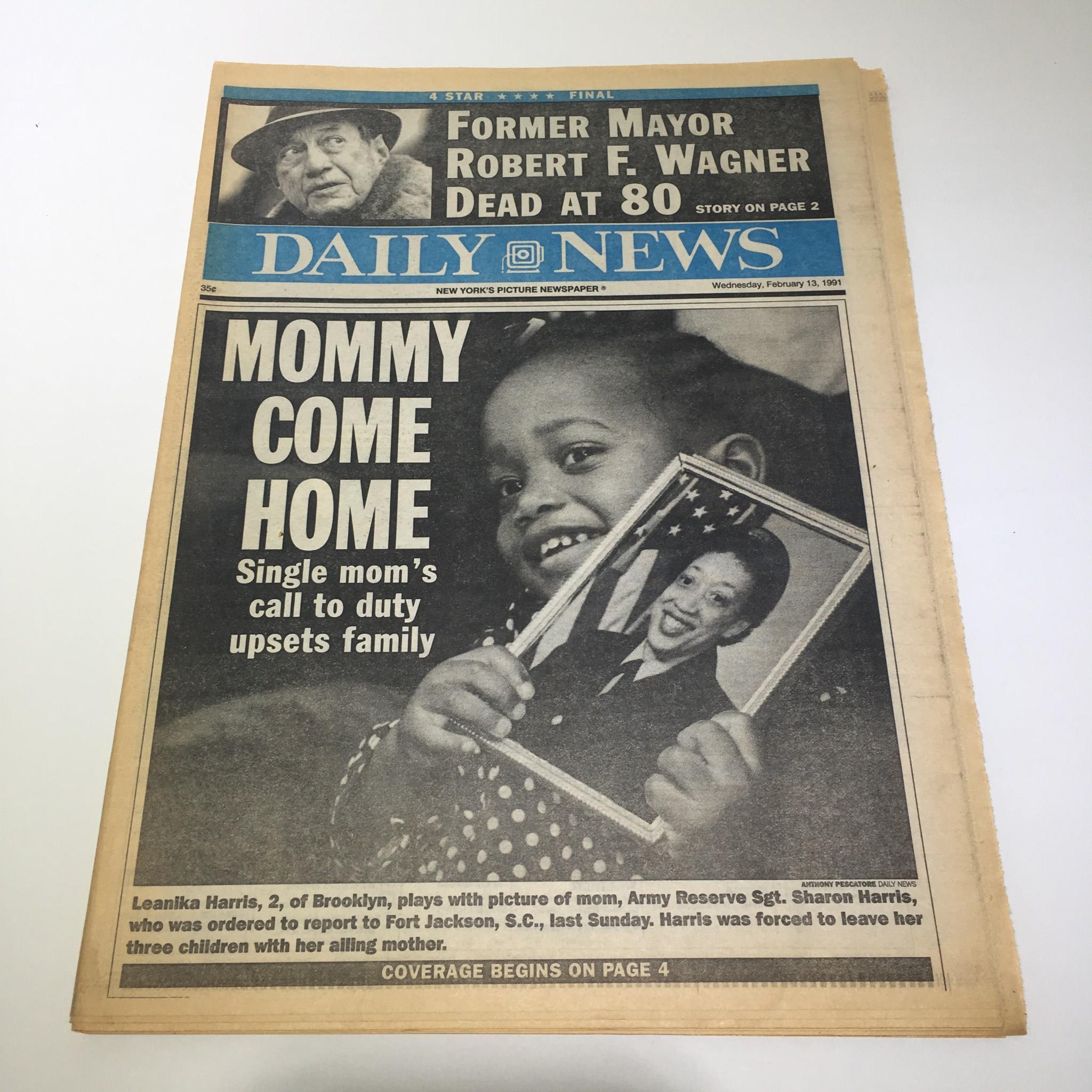 New York Daily News:Feb 13 1991, Single Mom's call to duty upsets family