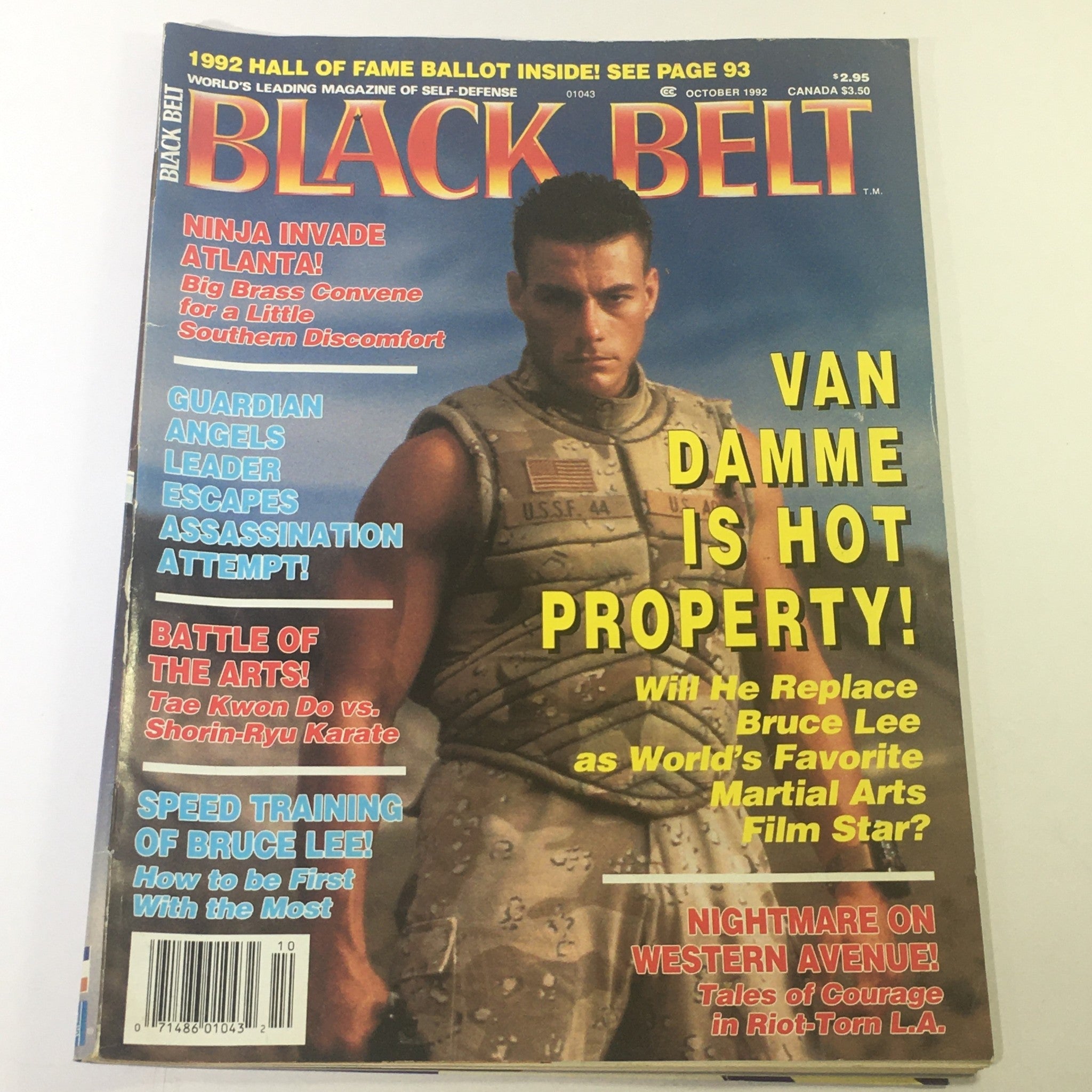 Black Belt Magazine October 1992 - Jean-Claude Van Damme / Bruce Lee / Newsstand