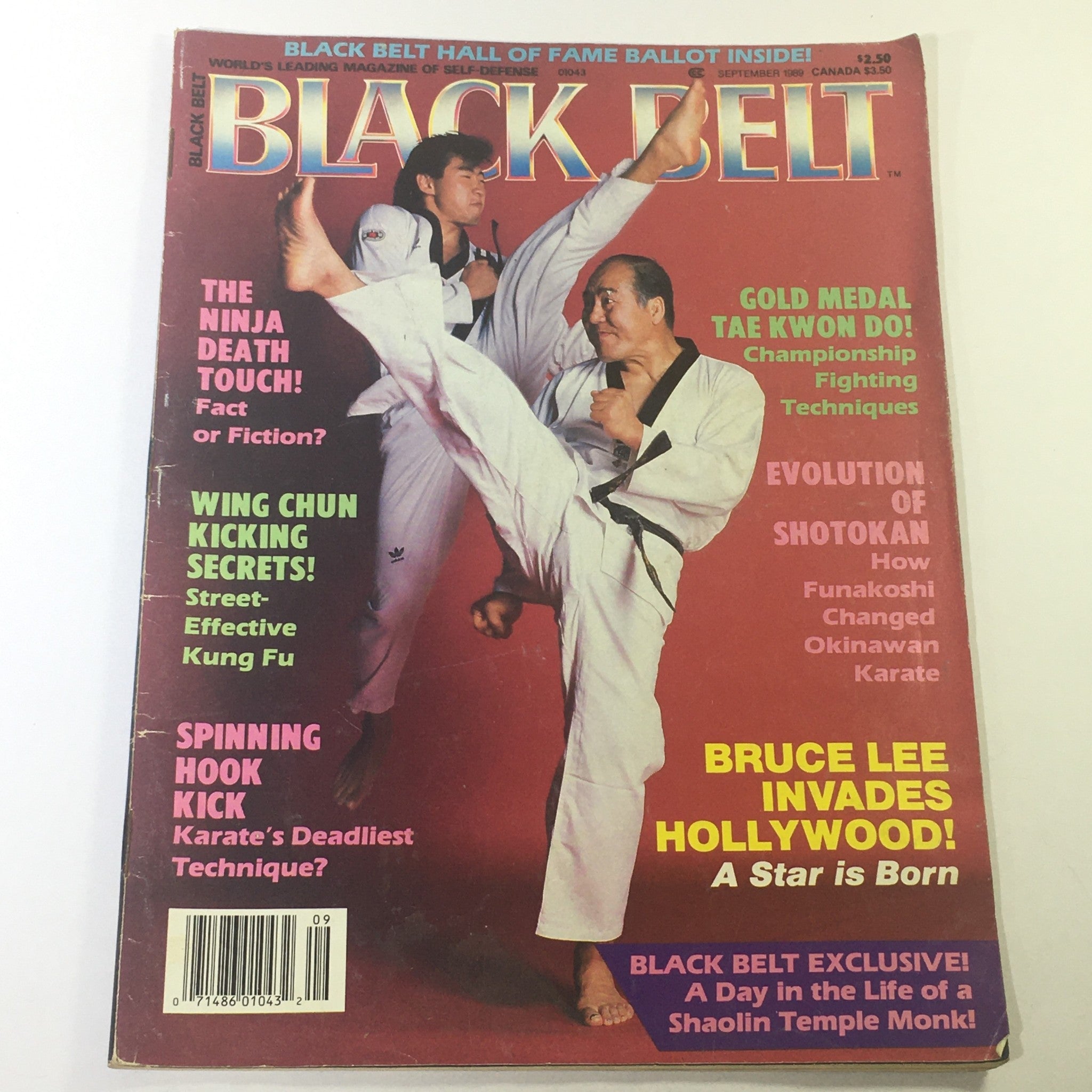 VTG Black Belt Magazine September 1989 - Bruce Lee / Master Gichin Funakoshi