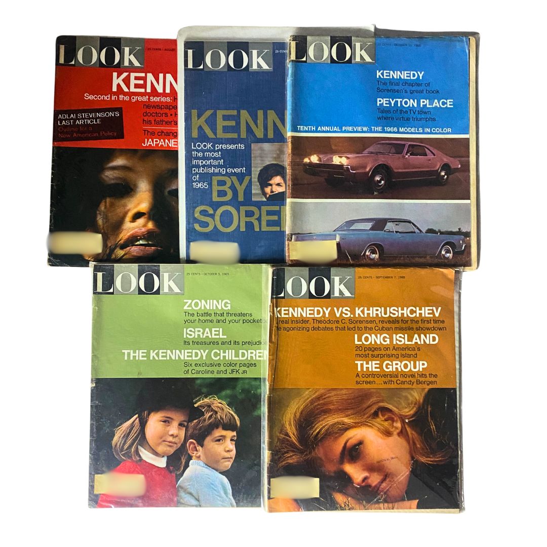 Lot of 5 VTG Look Magazine 1965 John F. Kennedy, Jackie Kennedy