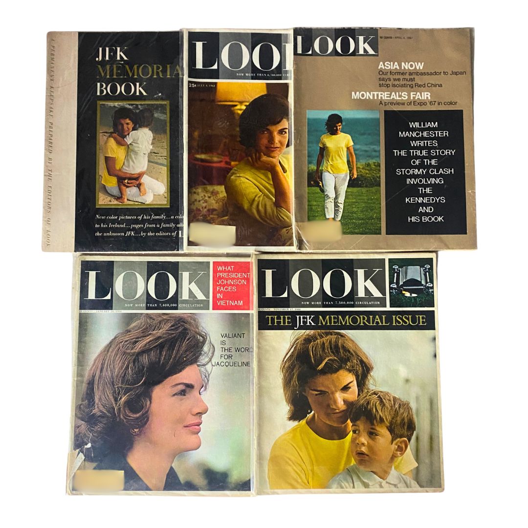 Lot of 5 VTG Look Magazine 1964 1967 Jacqueline Kennedy & The JFK Memorial Issue