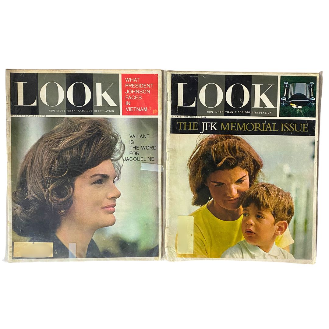 Lot of 2 VTG Look Magazine January & November 1964 Jacqueline Kennedy